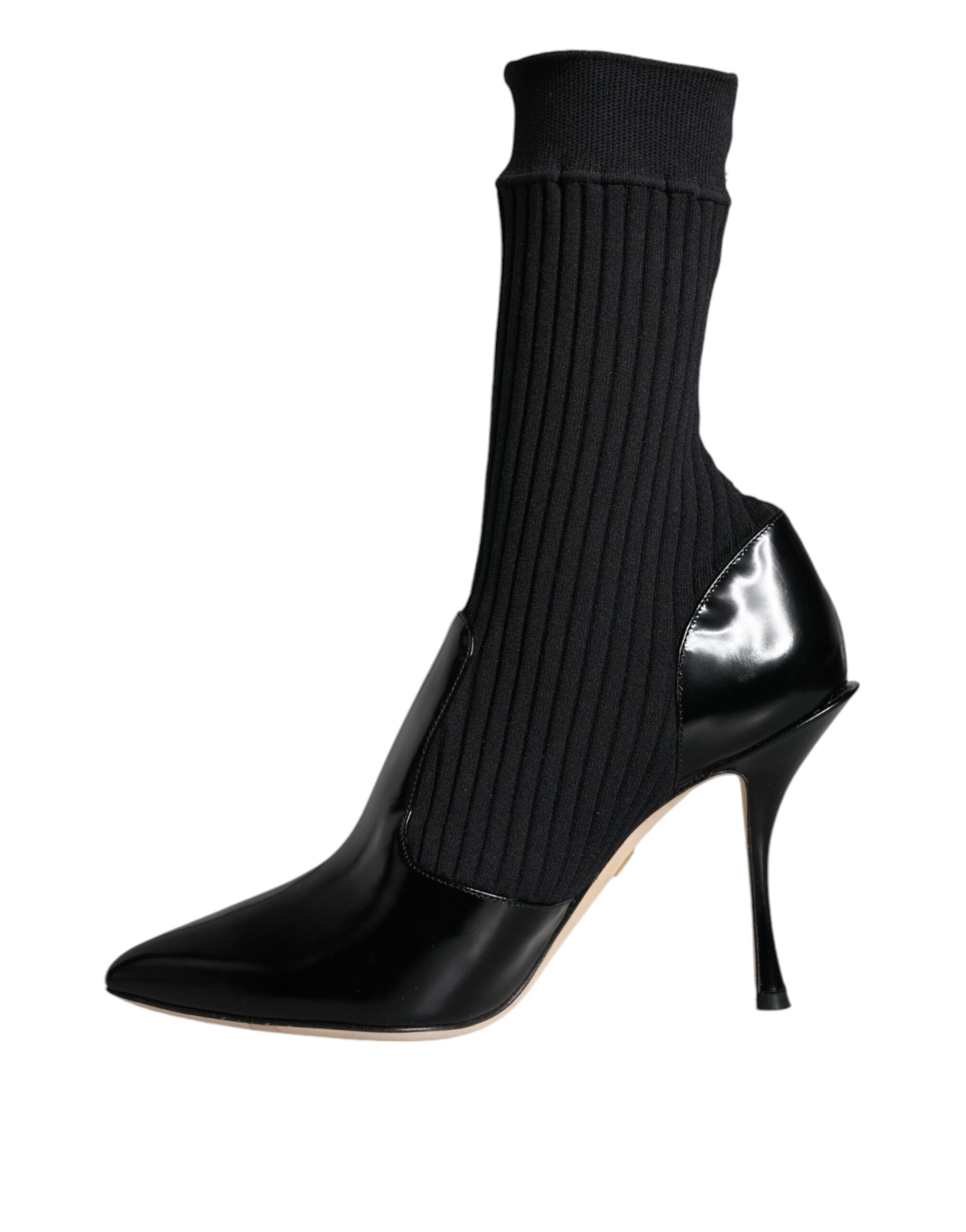 Dolce & Gabbana Schwarze Stretch-Stilettos-Booties-Sockenschuhe