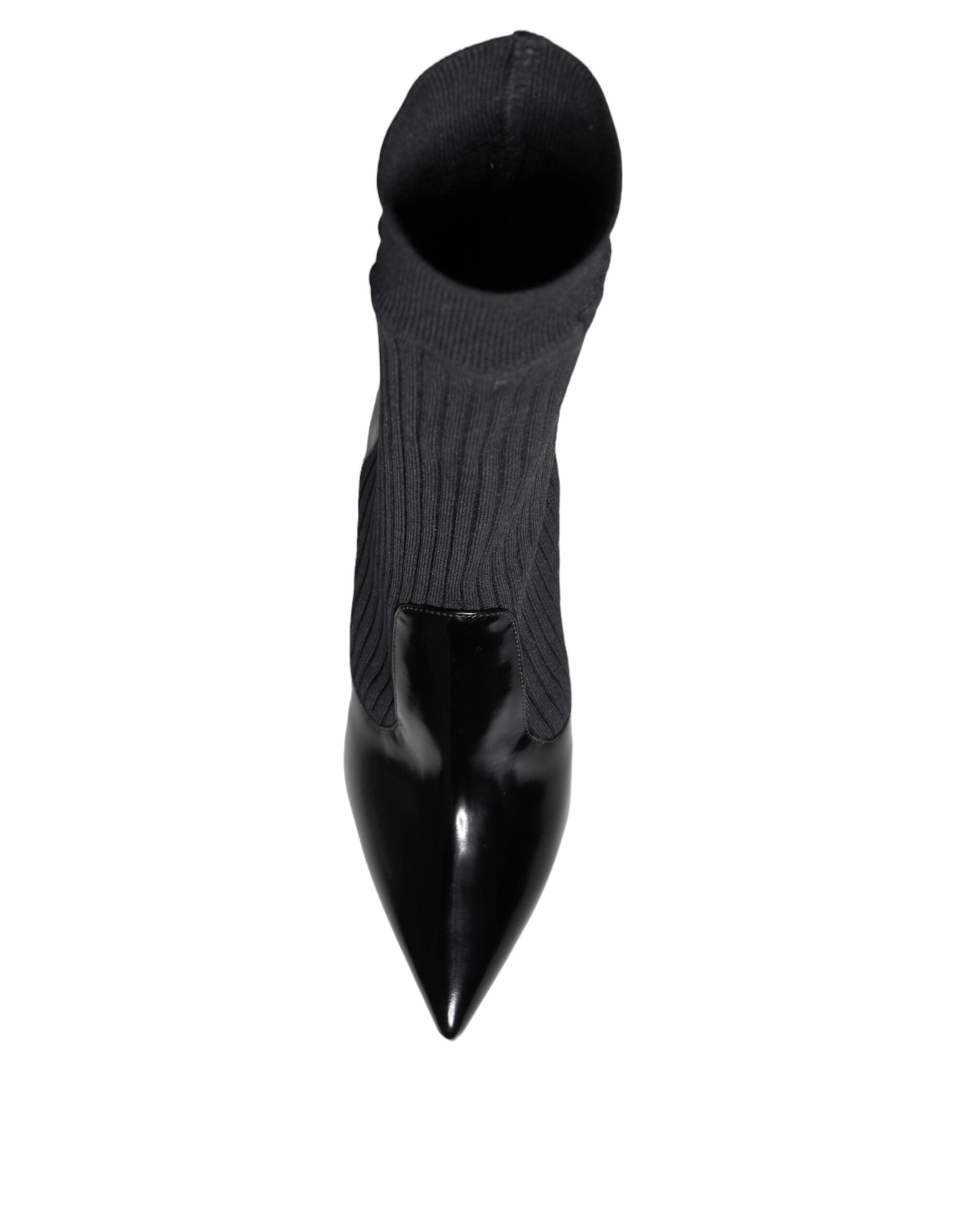 Dolce & Gabbana Schwarze Stretch-Stilettos-Booties-Sockenschuhe