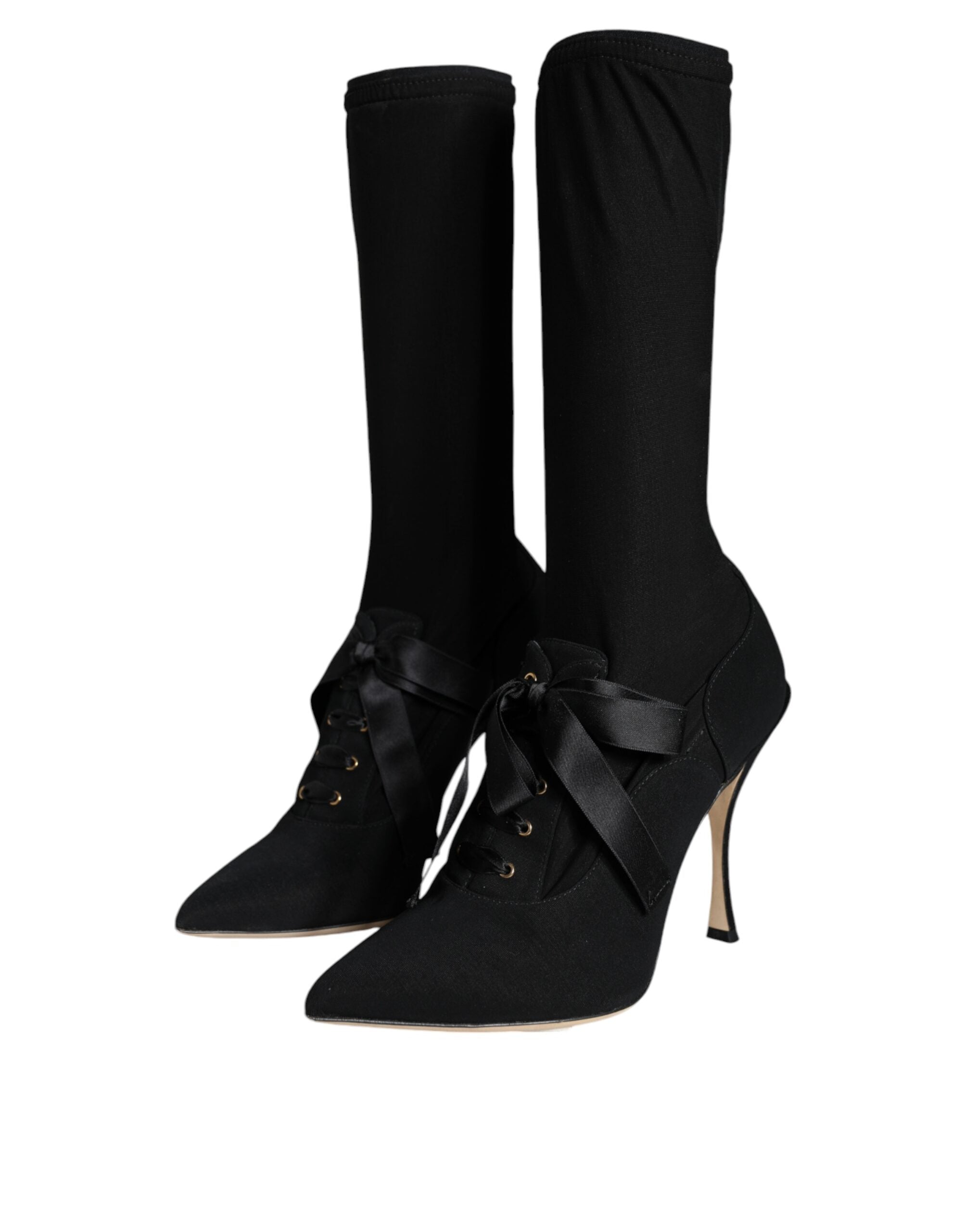 Dolce & Gabbana Schwarze Stiletto-Absätze, wadenlange Stiefel