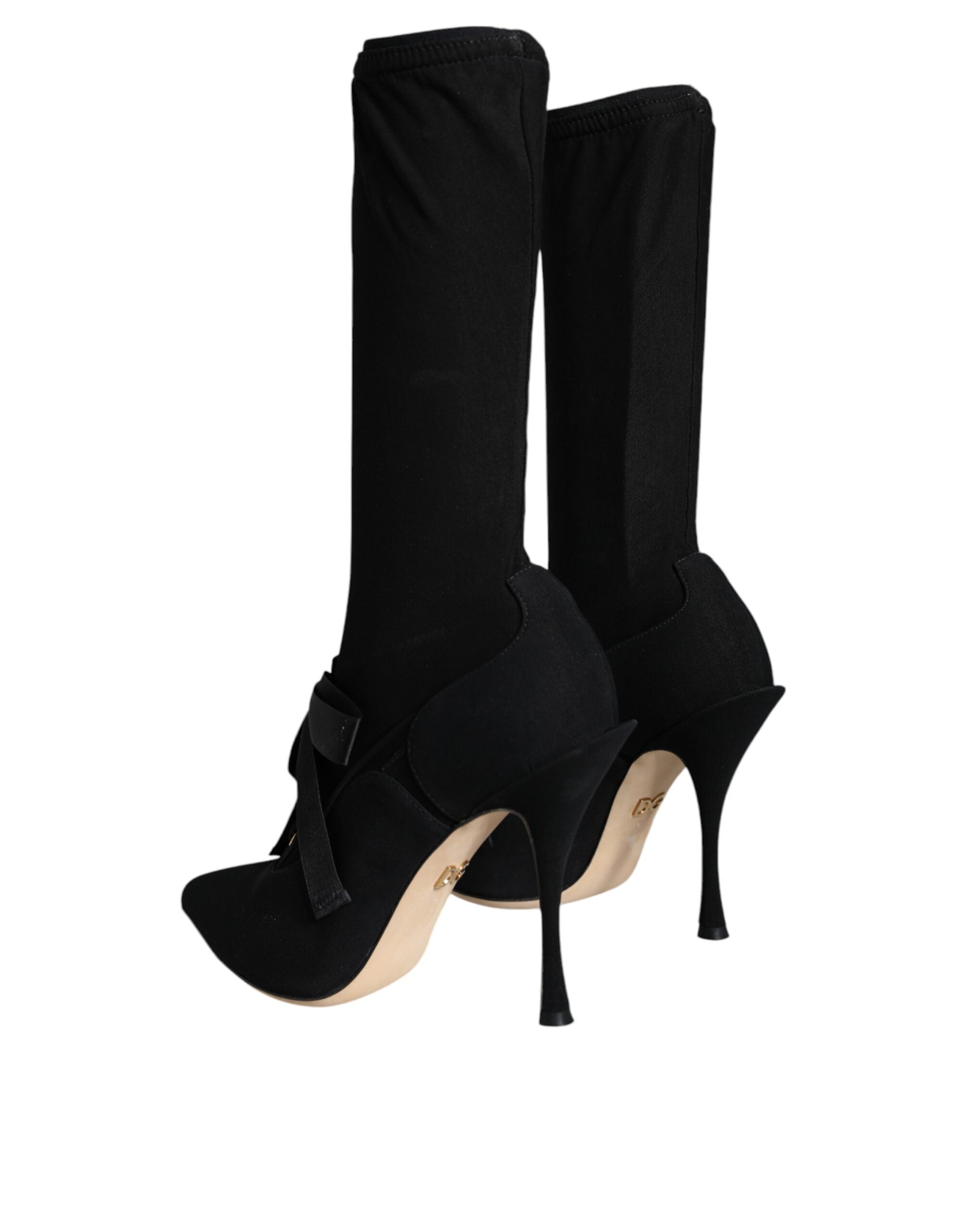 Dolce & Gabbana Schwarze Stiletto-Absätze, wadenlange Stiefel