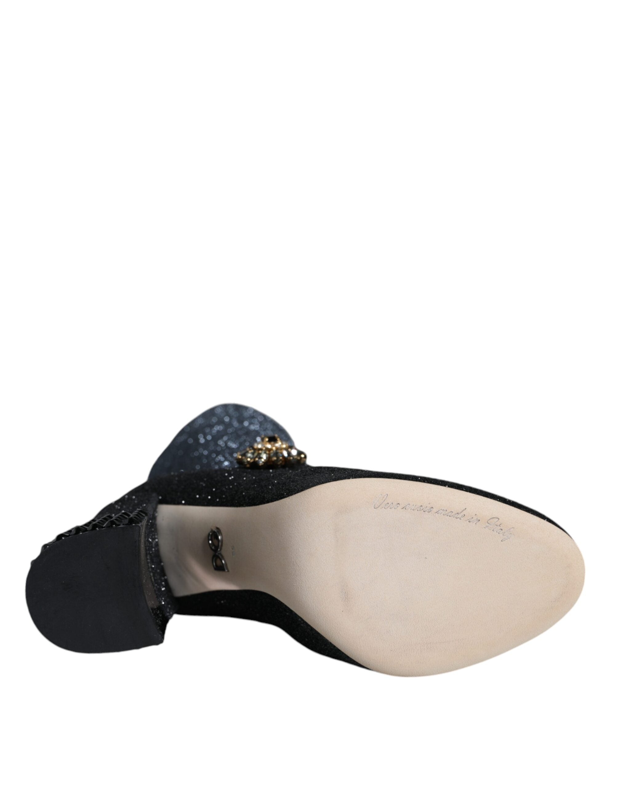 Dolce & Gabbana – Mary Janes-Stiefeletten mit Kristallen in Schwarz