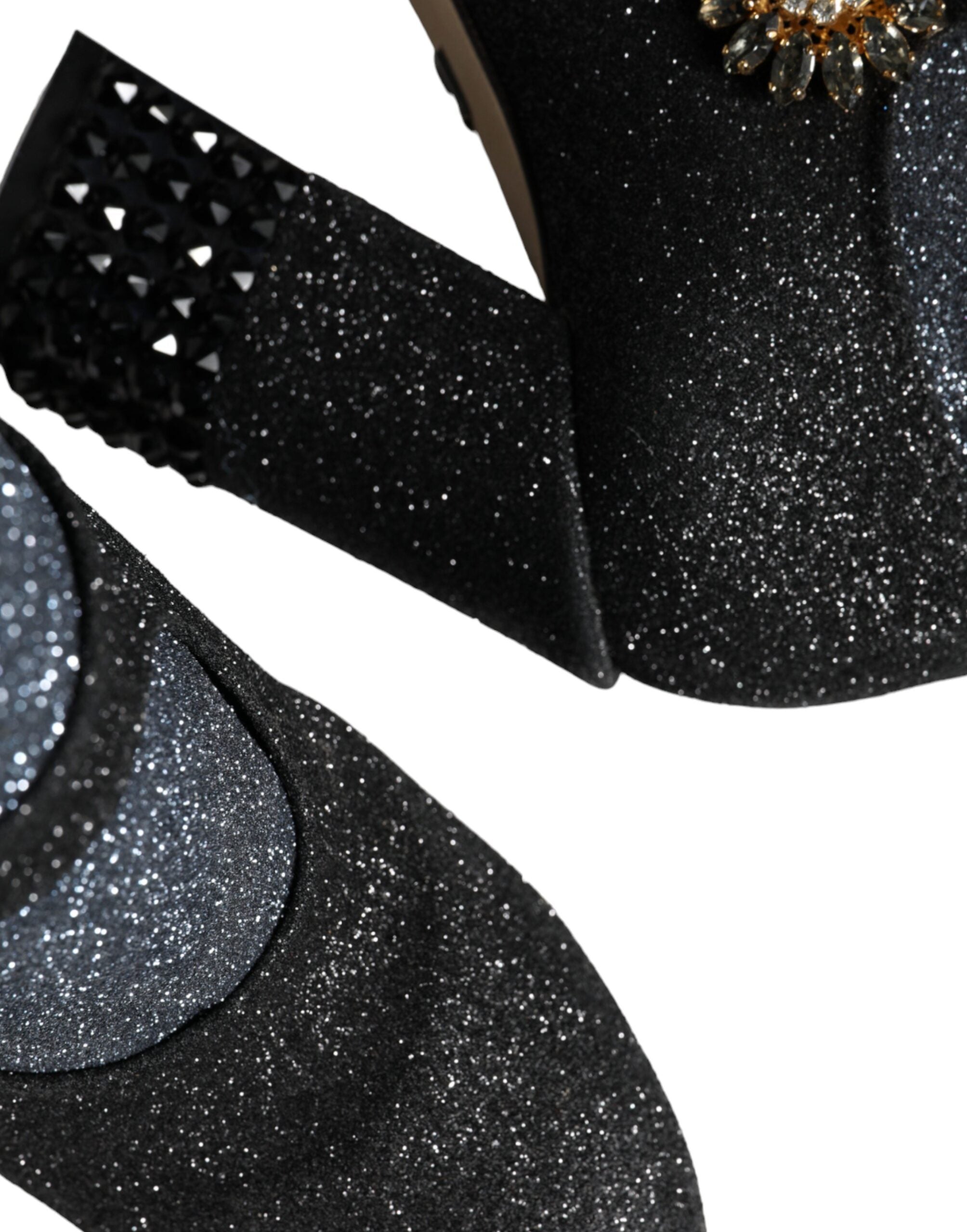 Dolce & Gabbana – Mary Janes-Stiefeletten mit Kristallen in Schwarz