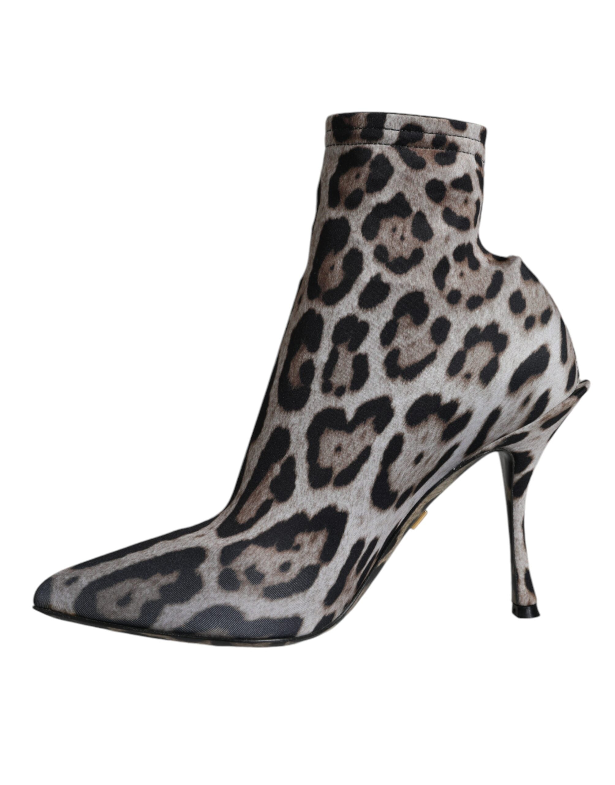 Dolce & Gabbana Grau Leopard Stretch Heels Stiefeletten Schuhe