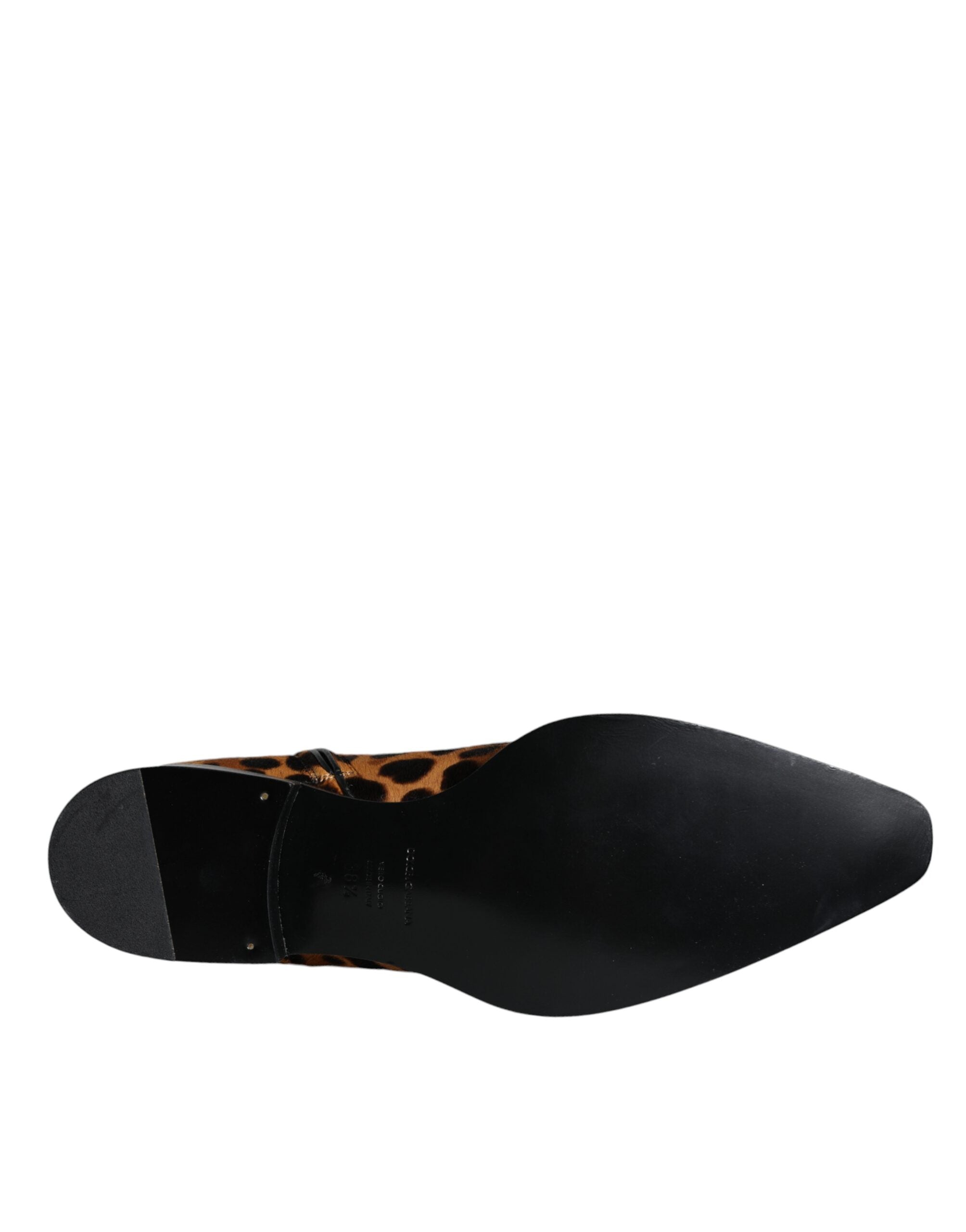 Dolce & Gabbana Braune Stiefeletten aus Kalbsfell mit Leopardenmuster