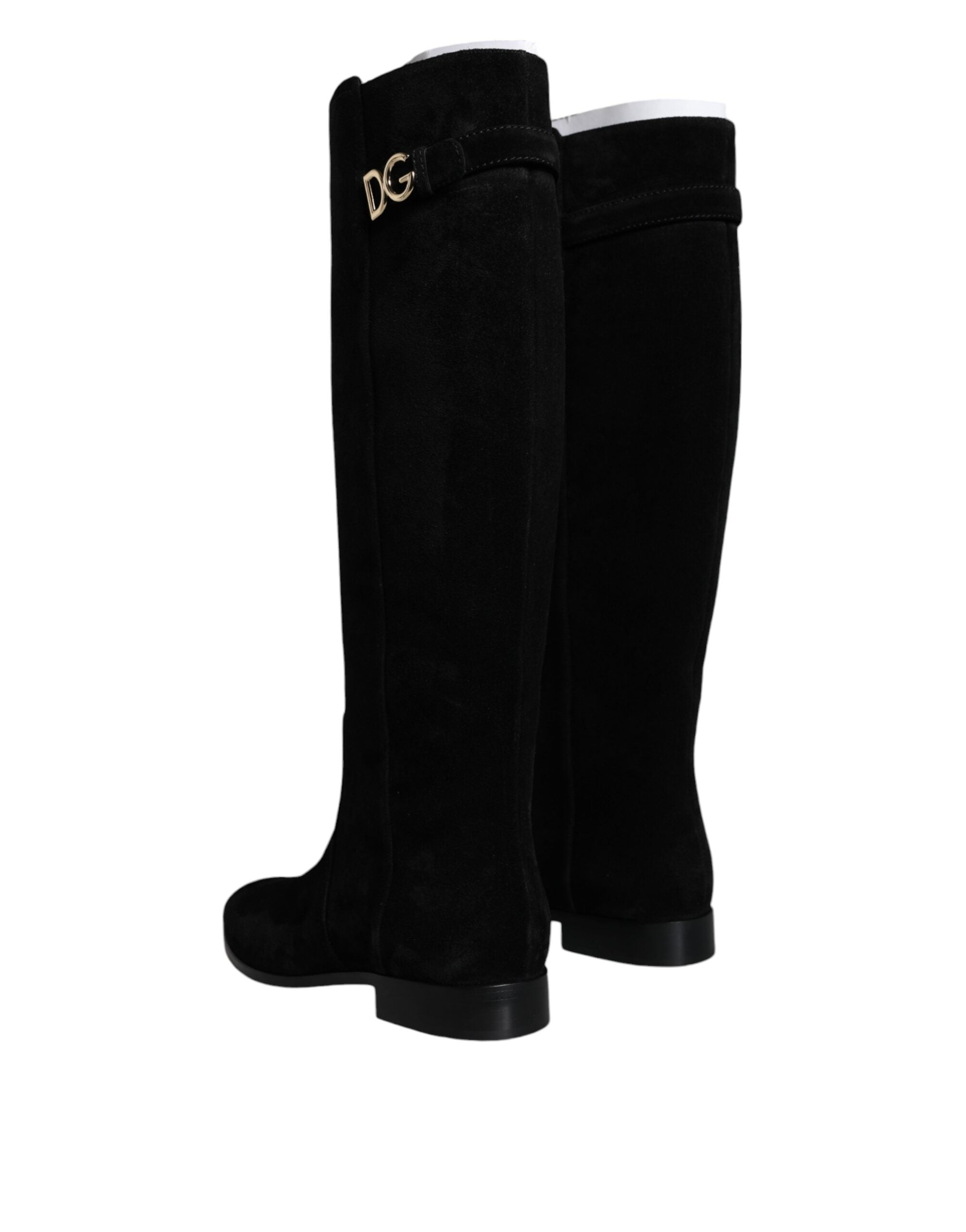 Dolce & Gabbana – Kniehohe Stiefel aus schwarzem Wildleder
