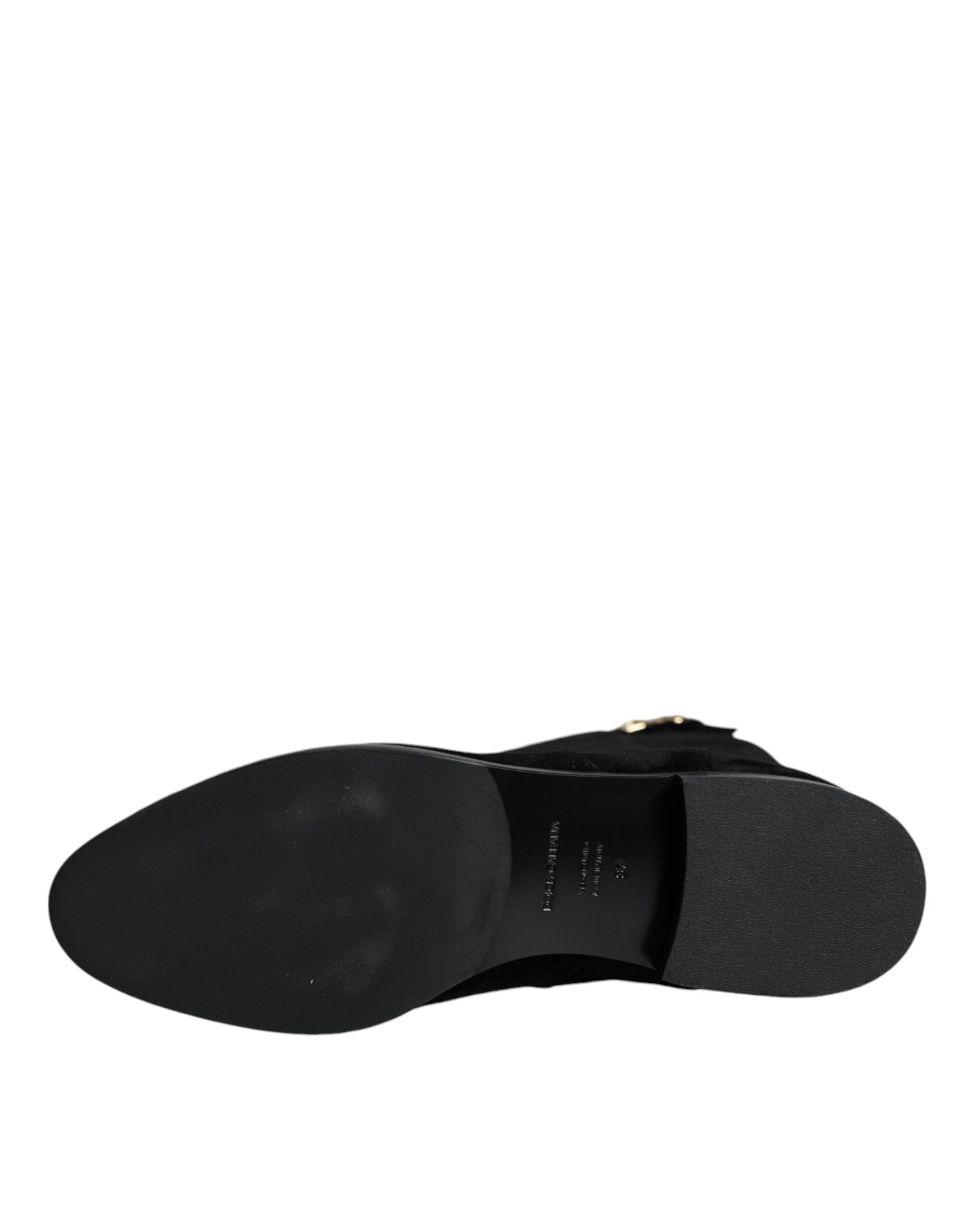 Dolce & Gabbana – Kniehohe Stiefel aus schwarzem Wildleder