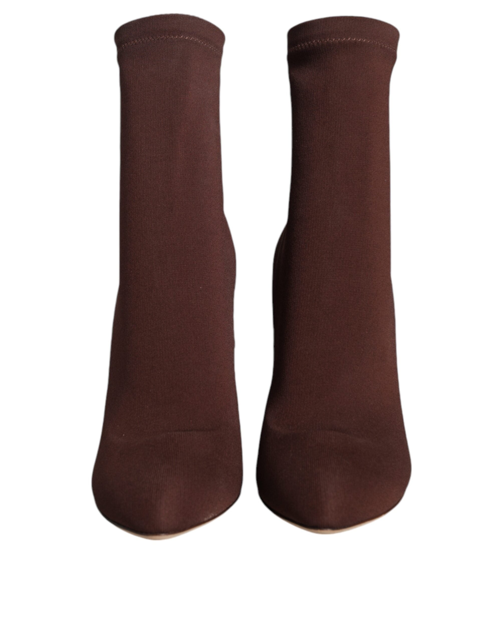 Dolce & Gabbana Braune Stiletto-Absätze Socken Stiefeletten Schuhe