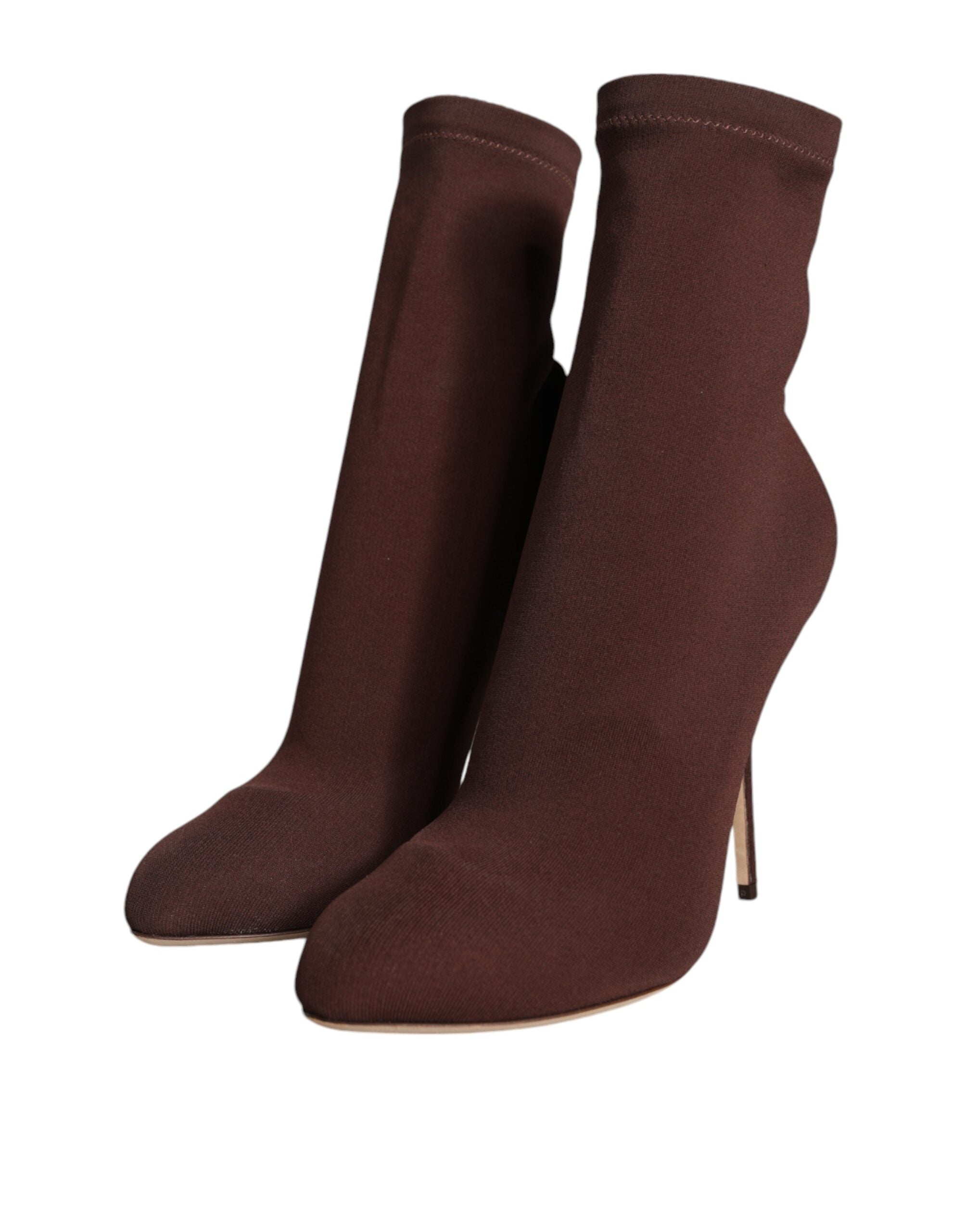 Dolce & Gabbana Braune Stiletto-Absätze Socken Stiefeletten Schuhe