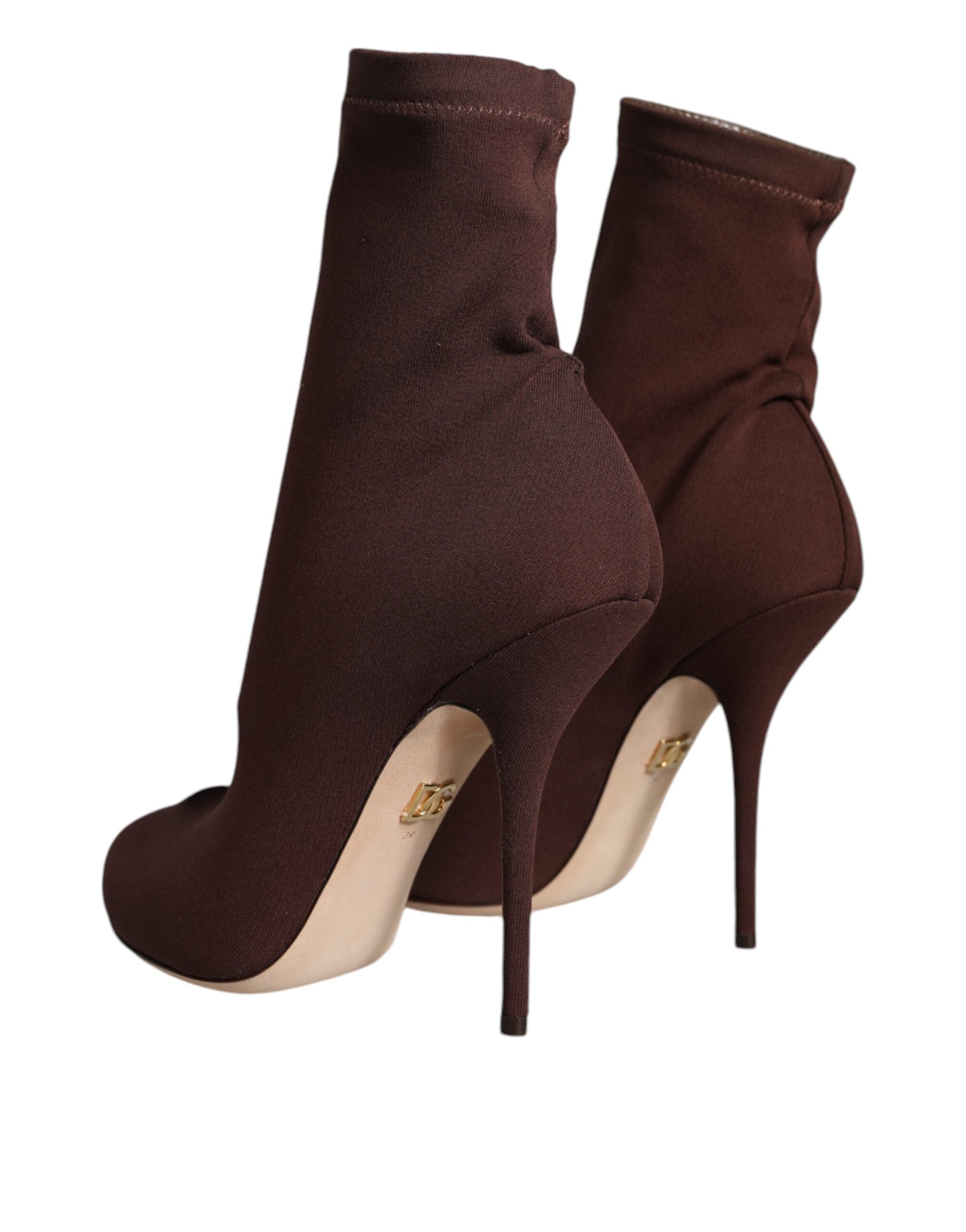 Dolce & Gabbana Braune Stiletto-Absätze Socken Stiefeletten Schuhe