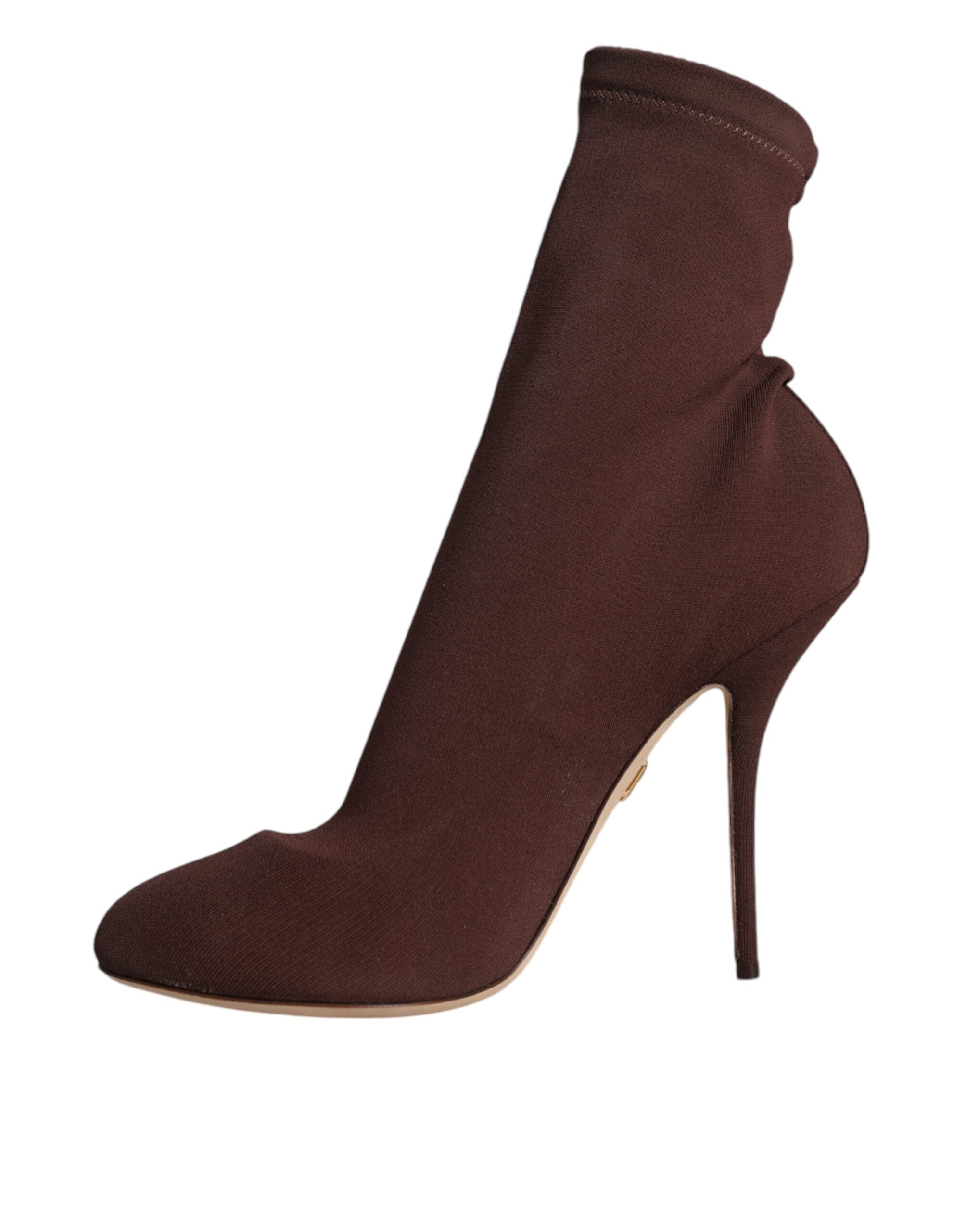 Dolce & Gabbana Braune Stiletto-Absätze Socken Stiefeletten Schuhe
