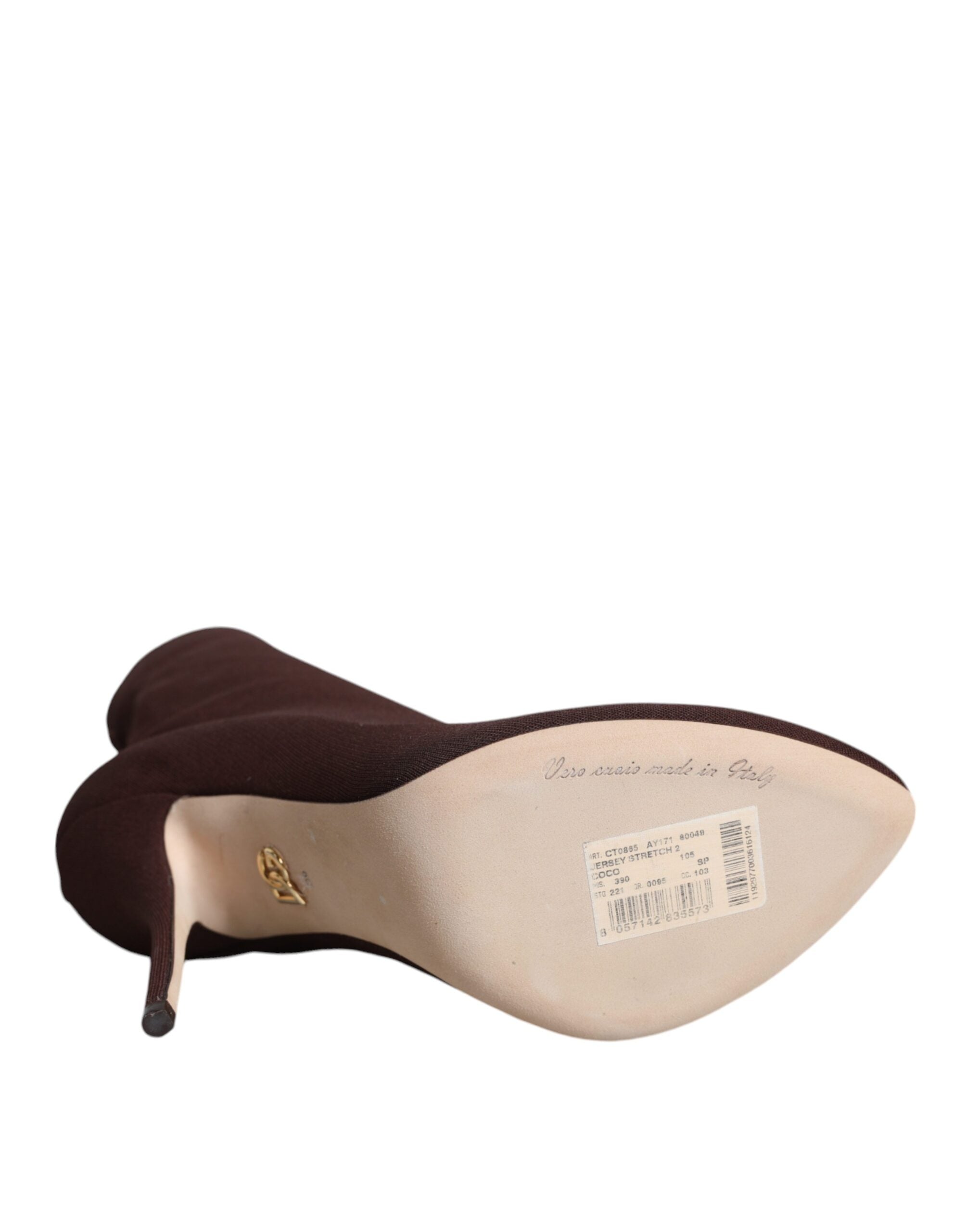 Dolce & Gabbana Braune Stiletto-Absätze Socken Stiefeletten Schuhe