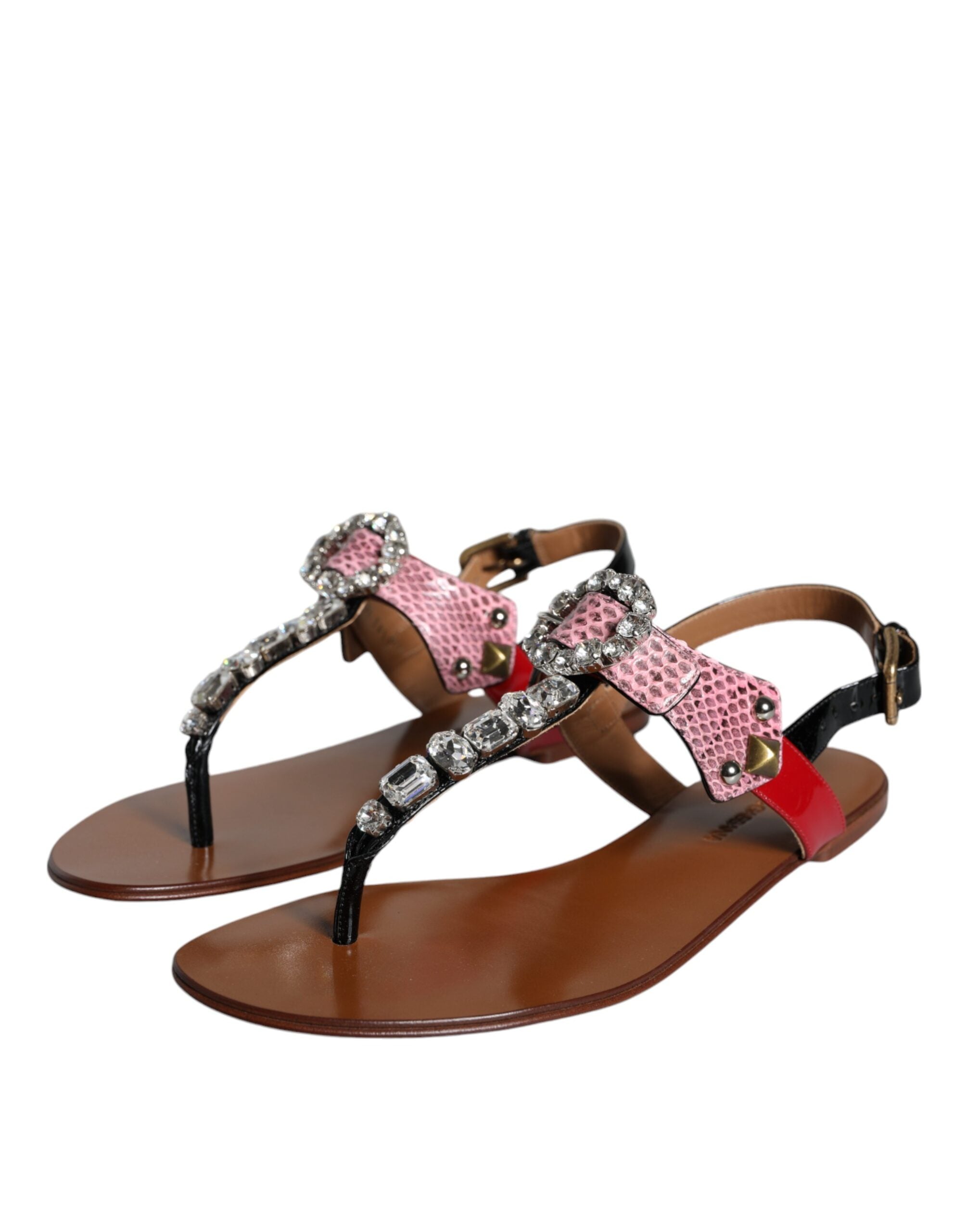Dolce & Gabbana Mehrfarbige Kristallsandalen Flip-Flops Schuhe