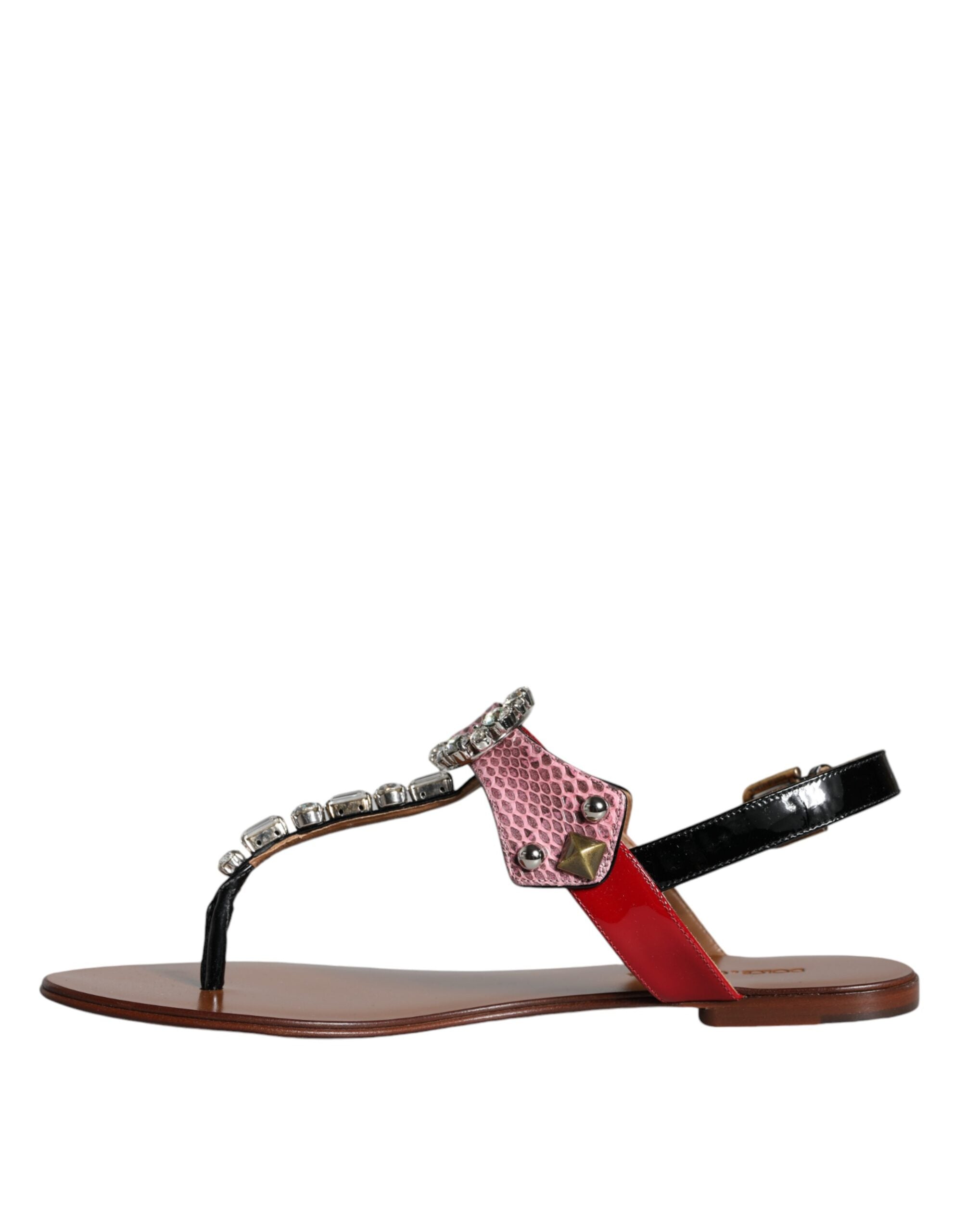 Dolce & Gabbana Mehrfarbige Kristallsandalen Flip-Flops Schuhe