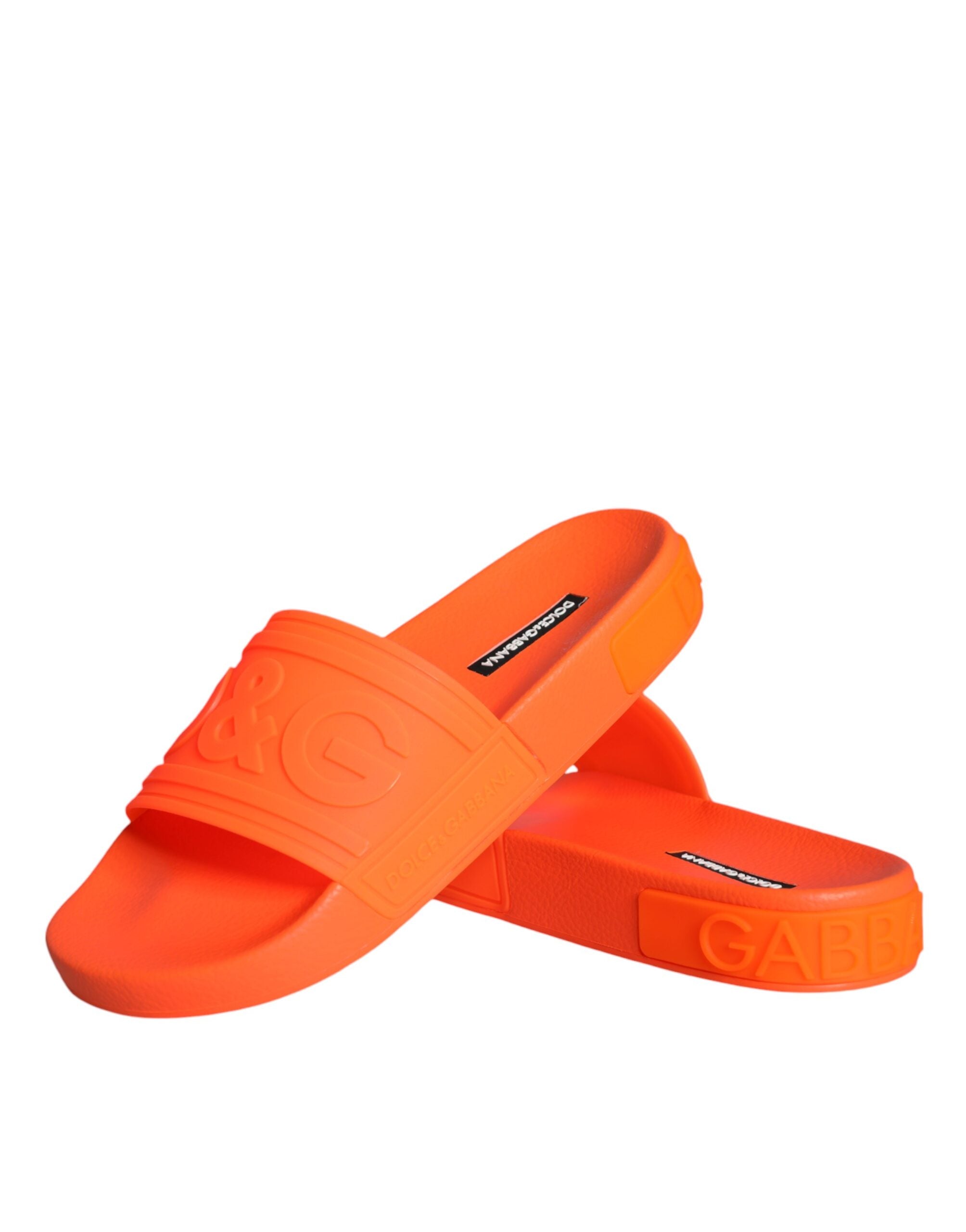 Dolce & Gabbana Orange Gummi Slides Sandalen Strandschuhe