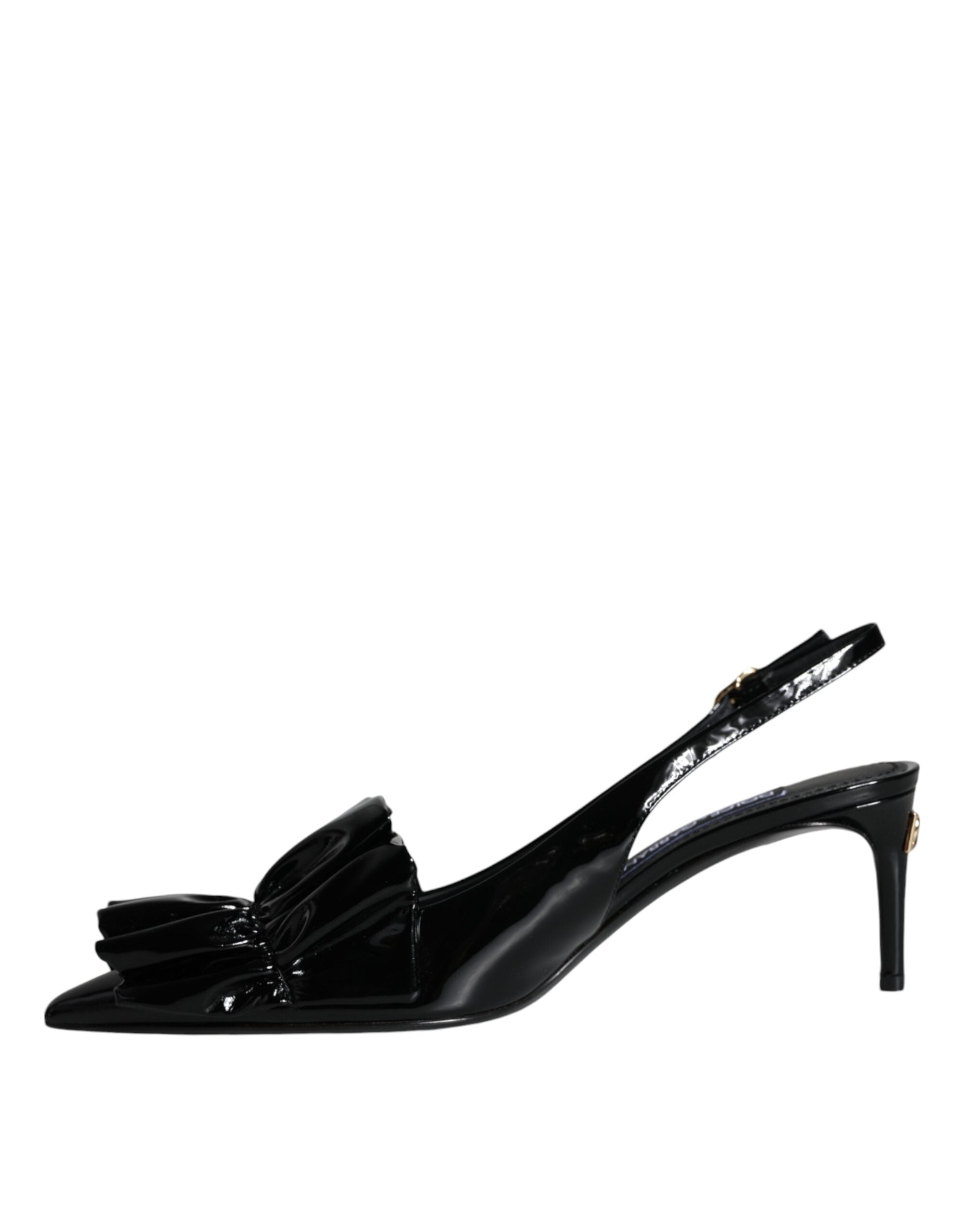 Pantofi Dolce & Gabbana negri din piele lăcuită cu toc Slingback