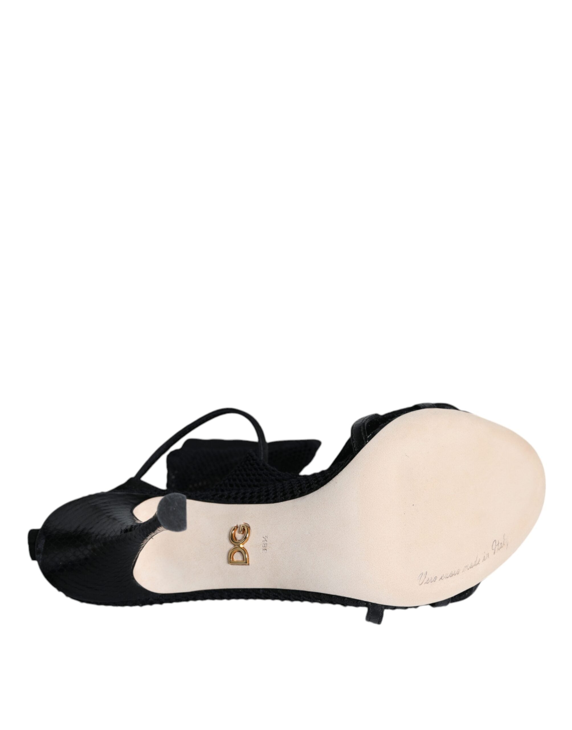 Dolce & Gabbana Schwarze Mesh-Stiletto-Sandalen