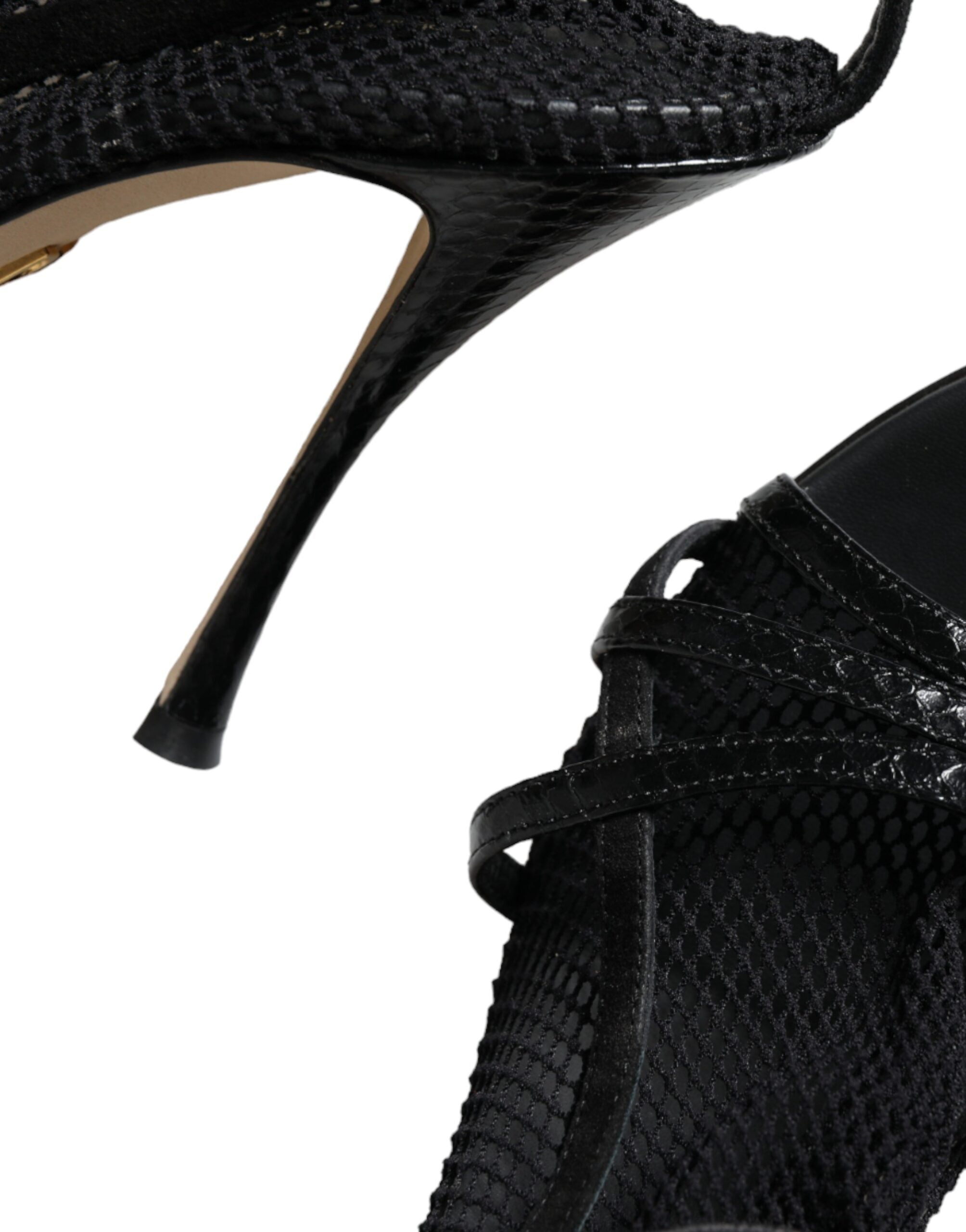 Dolce & Gabbana Schwarze Mesh-Stiletto-Sandalen