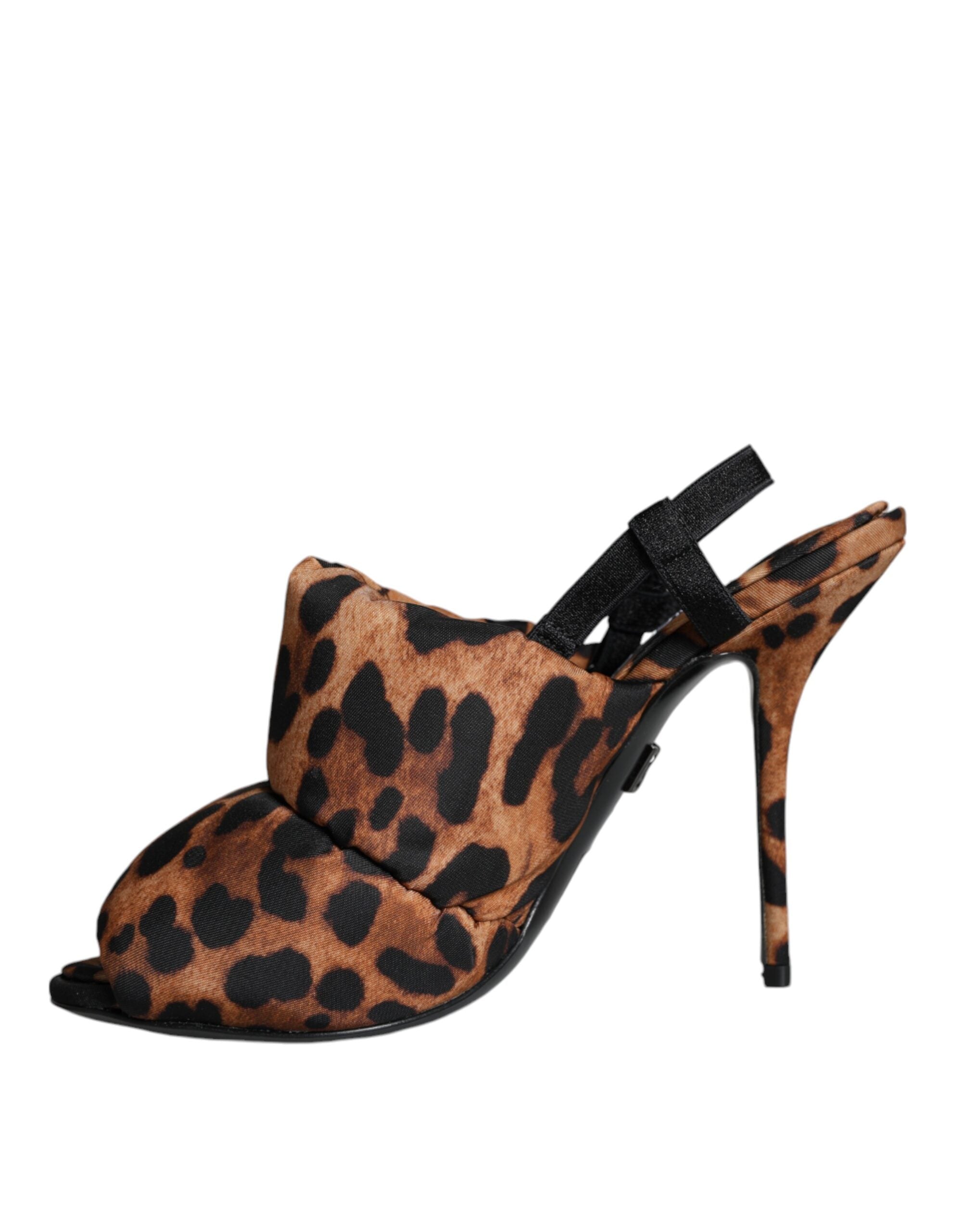 Dolce & Gabbana Braune Keira Slingback-Sandalen mit Leopardenmuster