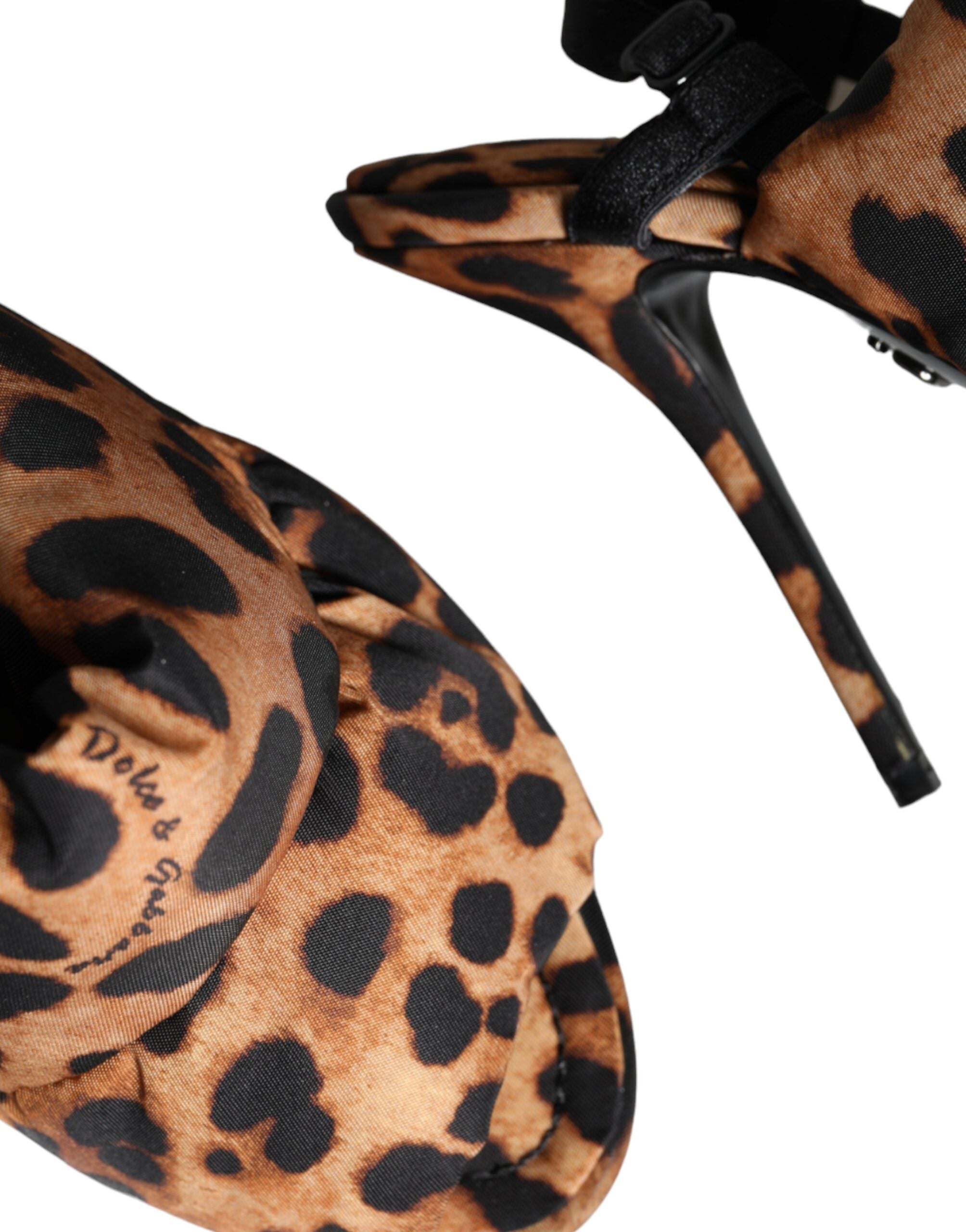 Dolce & Gabbana Braune Keira Slingback-Sandalen mit Leopardenmuster