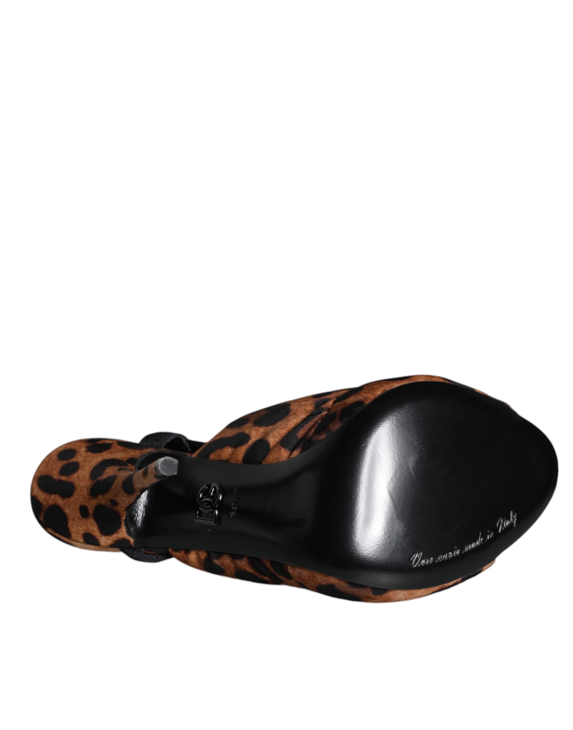 Dolce & Gabbana Braune Keira Slingback-Sandalen mit Leopardenmuster