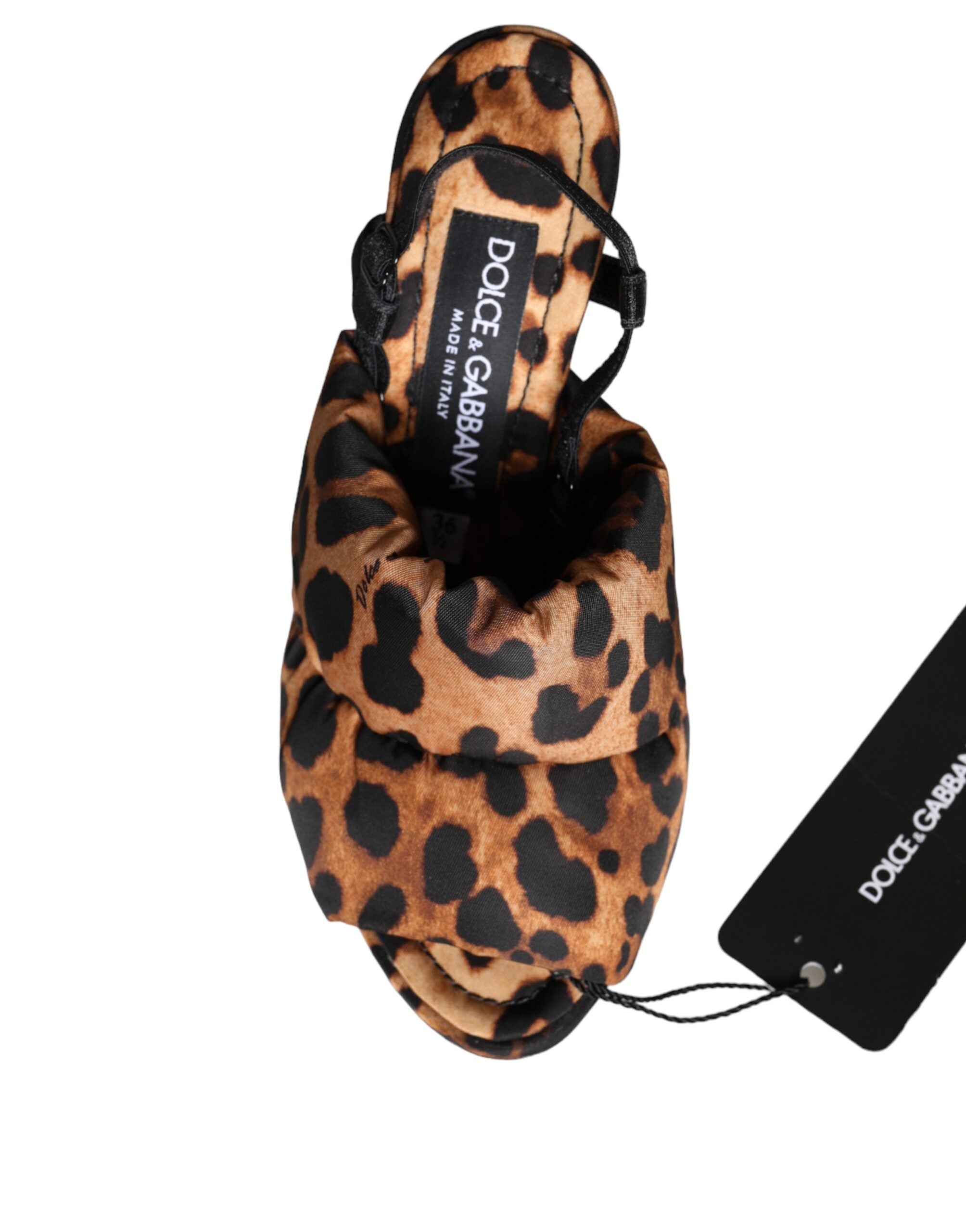 Dolce & Gabbana Braune Keira Slingback-Sandalen mit Leopardenmuster