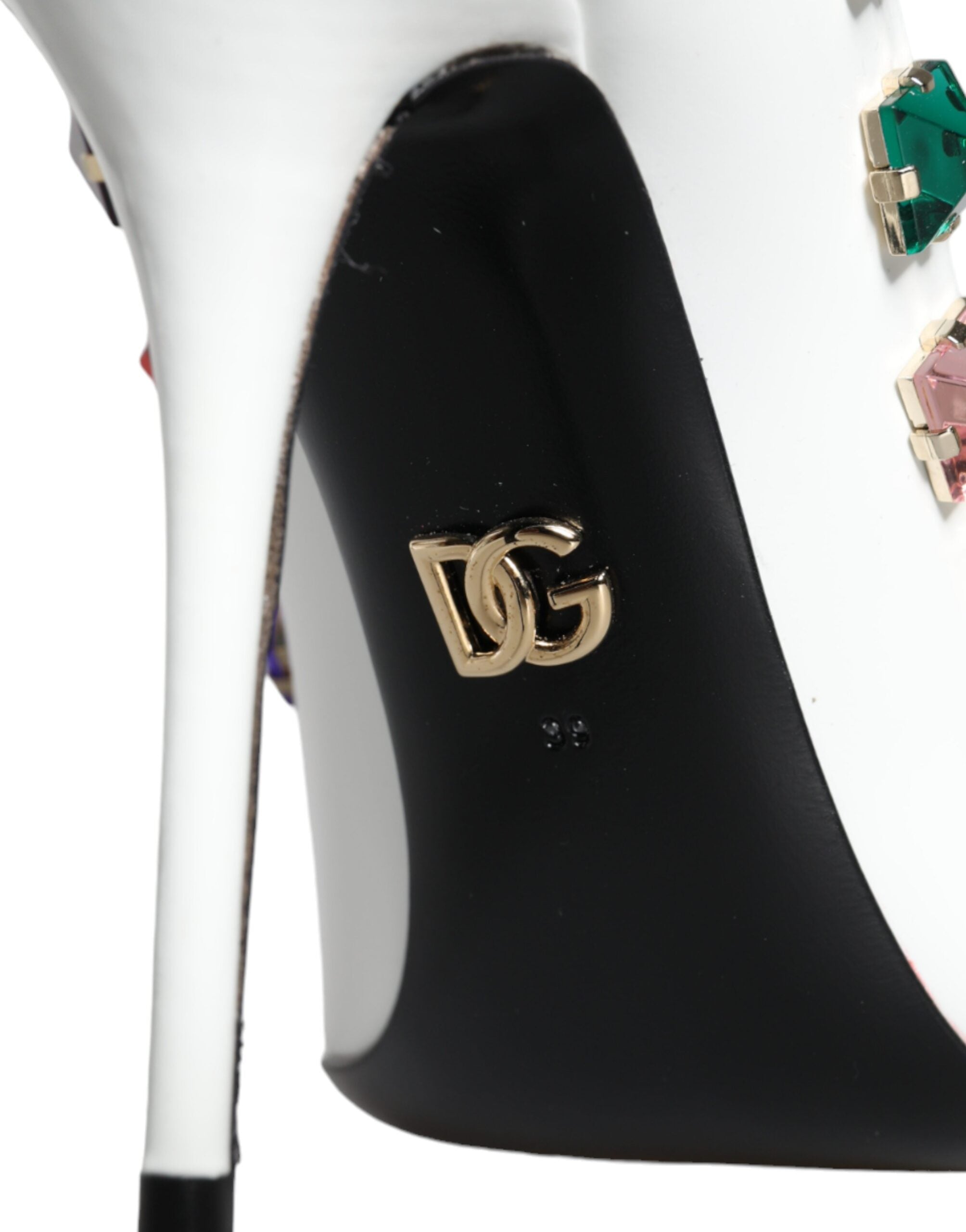 Dolce & Gabbana Weiße Kristalle Leder High Heels Pumps Schuhe