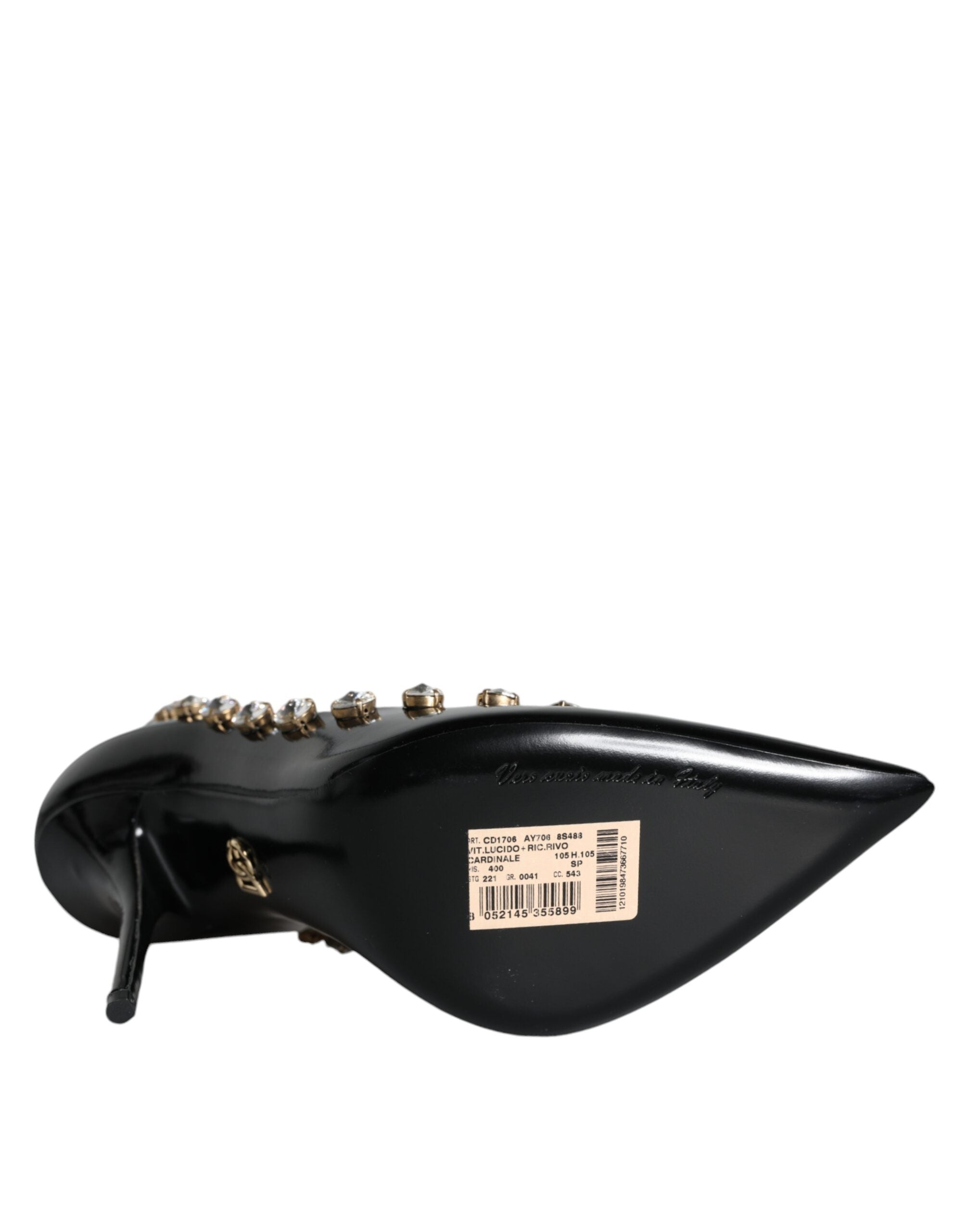Dolce & Gabbana Schwarze Kristalle Leder High Heels Pumps Schuhe