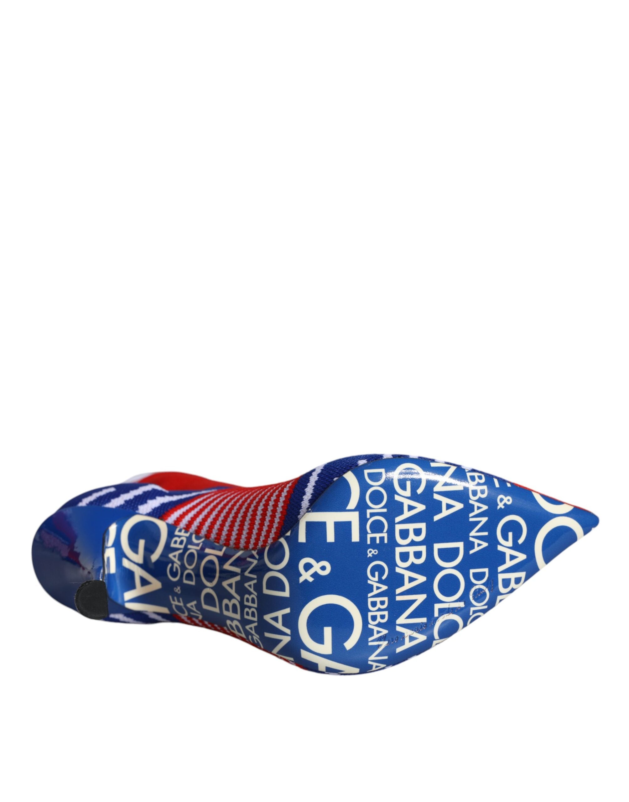 Dolce & Gabbana – Rot-blaue Stretch-Stiefeletten im Sockenstil mit Logo