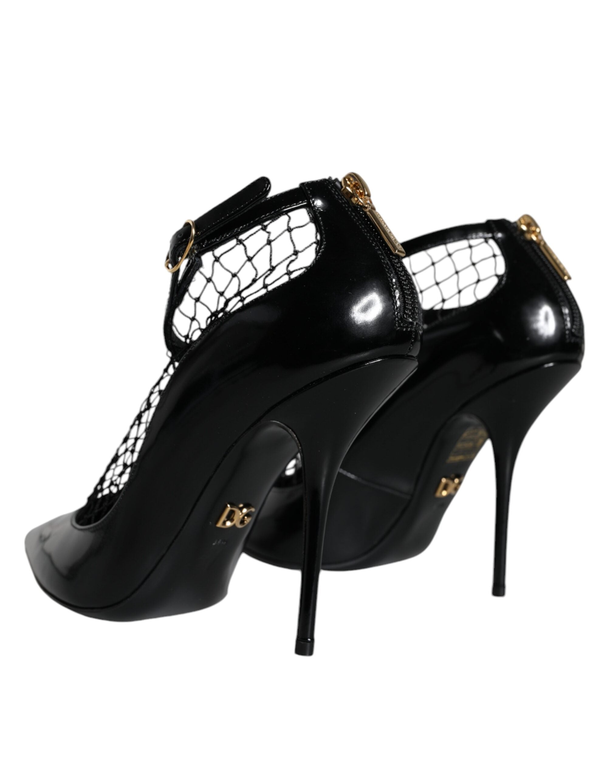 Pantofi cu toc Dolce & Gabbana din piele naturală neagră cu plasă