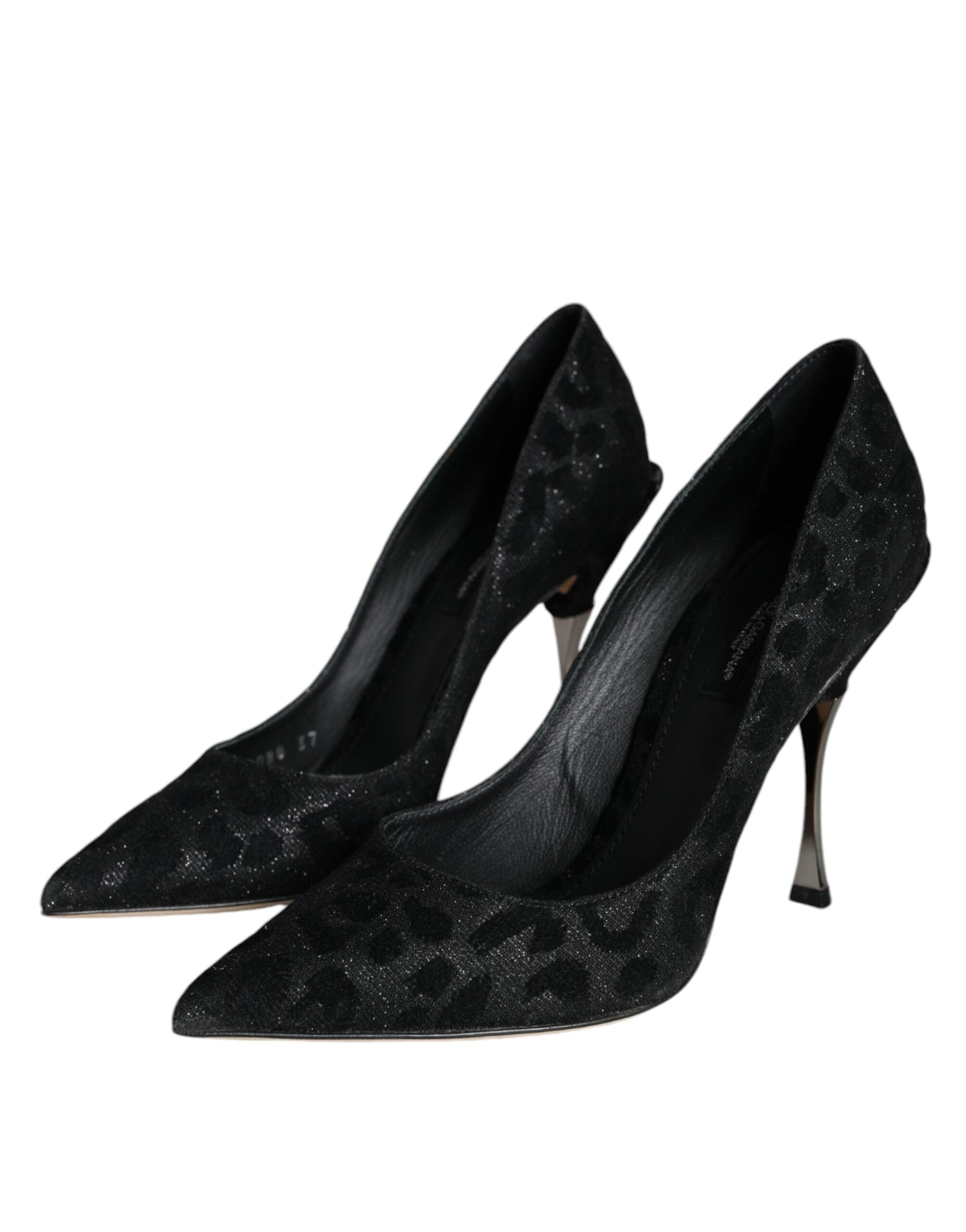 Dolce & Gabbana Schwarze Pumps mit Leopardenmuster und Lurex-Absatz