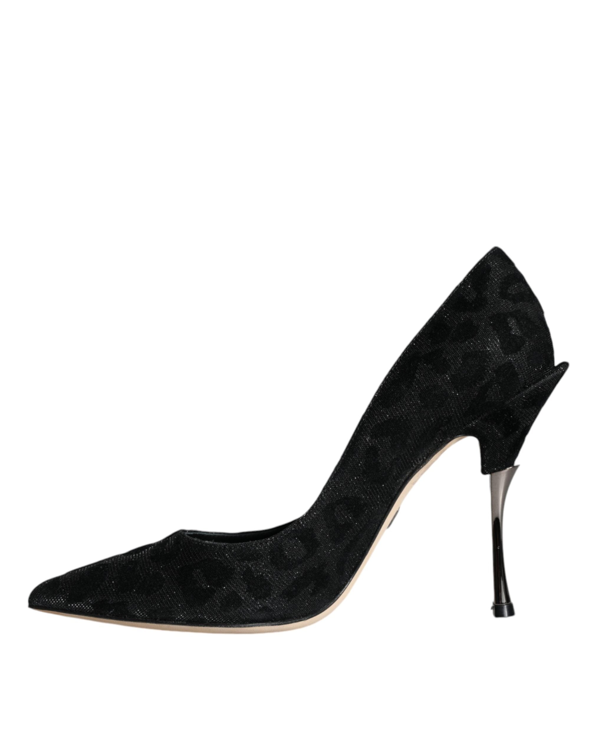 Dolce & Gabbana Schwarze Pumps mit Leopardenmuster und Lurex-Absatz