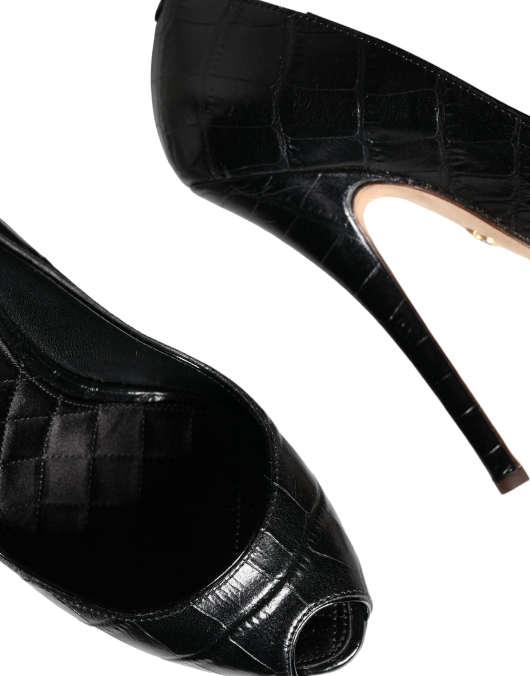 Pantofi cu toc platforma din piele neagră Dolce & Gabbana