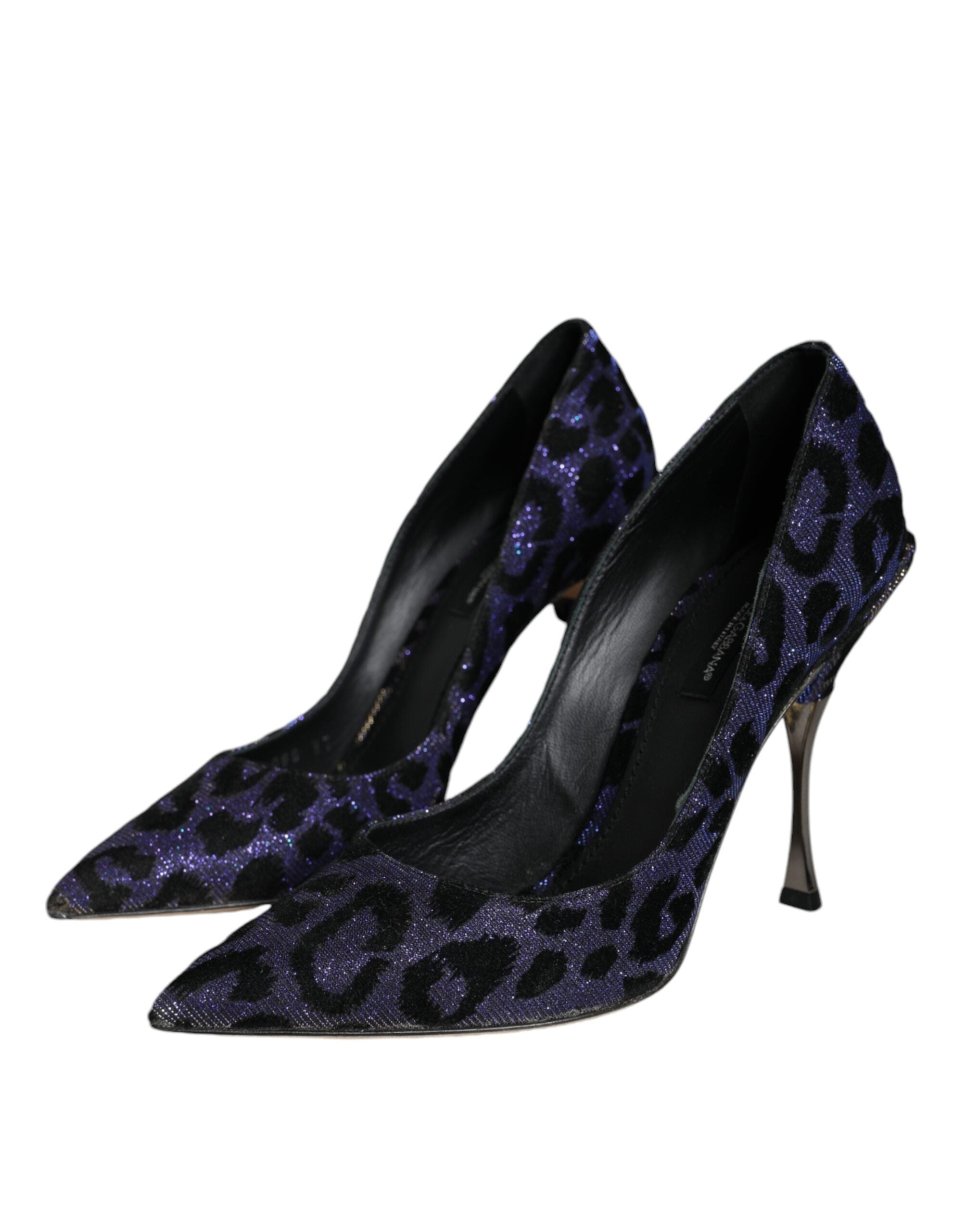 Dolce & Gabbana Violette Leopard Lurex High Heels Pumps Schuhe