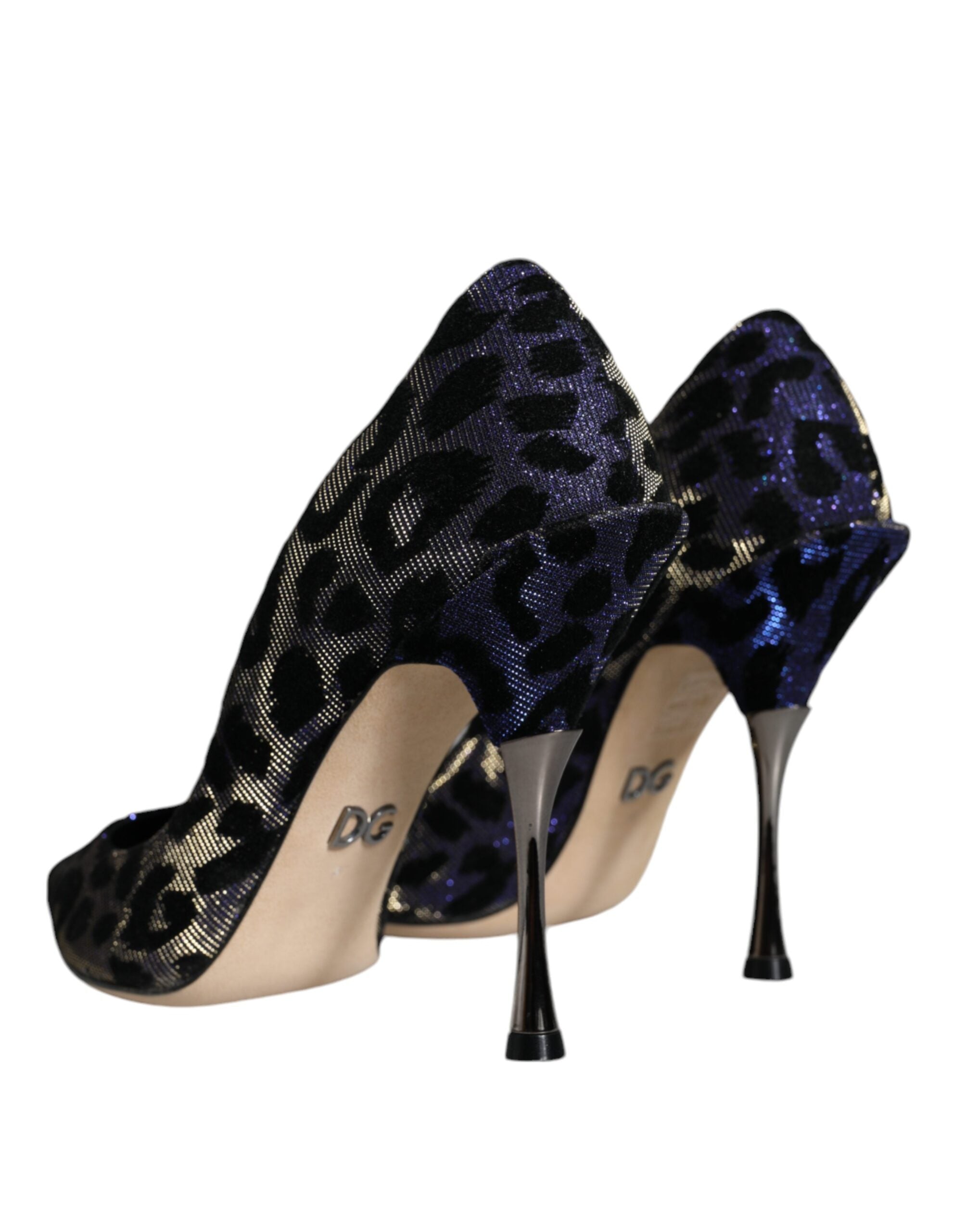 Dolce & Gabbana Violette Leopard Lurex High Heels Pumps Schuhe