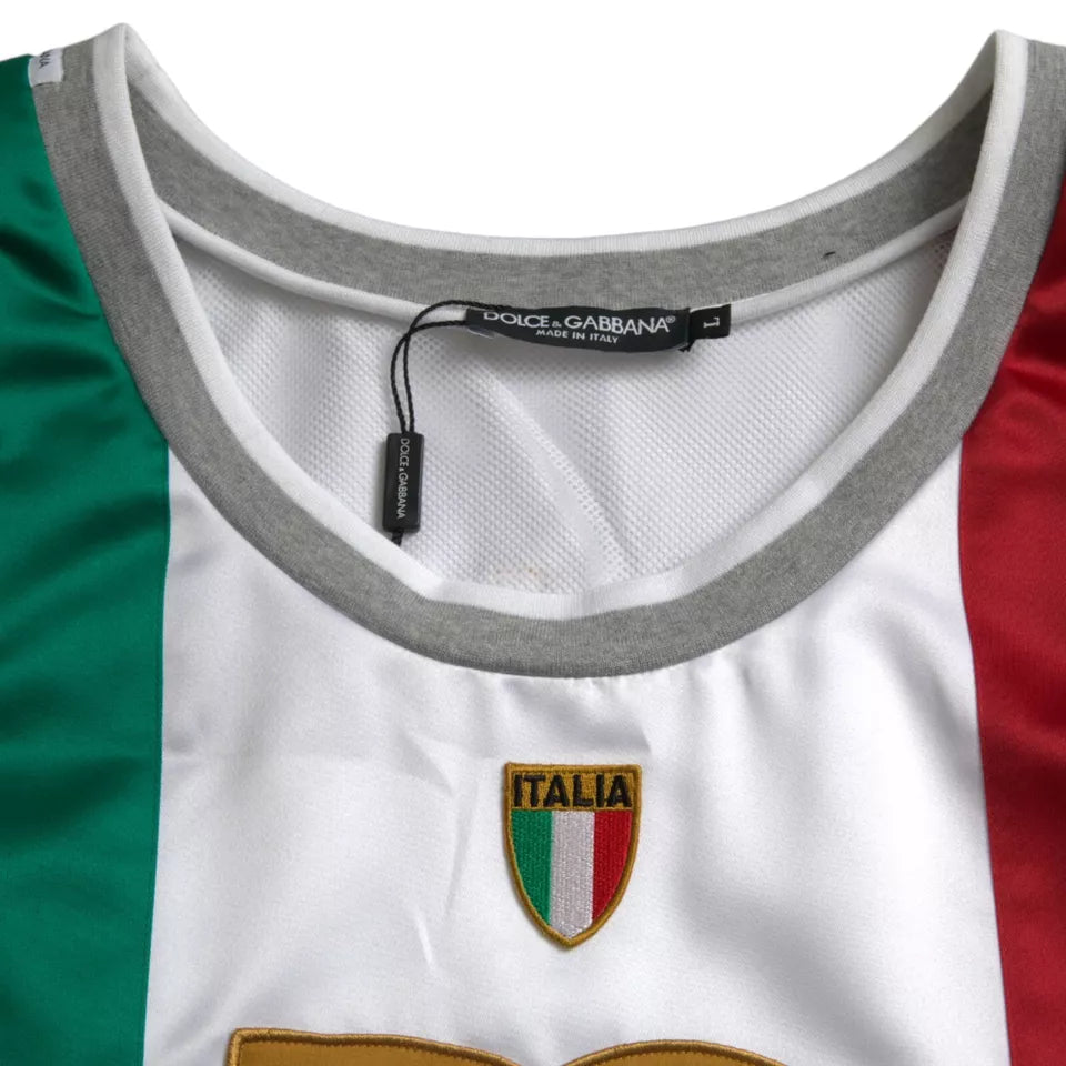 Bluză fără mâneci Dolce & Gabbana alb-verde cu steag italian