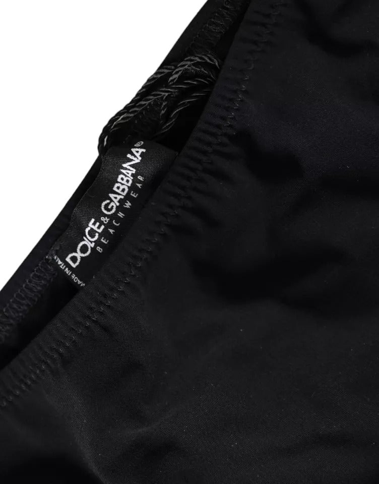Dolce & Gabbana Schwarzer Nylon-Badeanzug, Strandmode, Bikinihose
