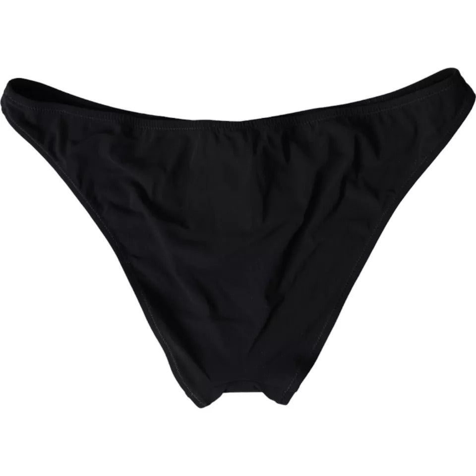 Dolce & Gabbana Schwarzer Nylon-Badeanzug, Strandmode, Bikinihose