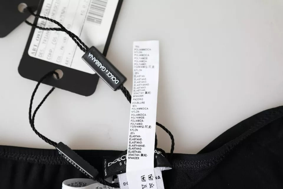Dolce & Gabbana Schwarzer Nylon-Badeanzug, Strandmode, Bikinihose