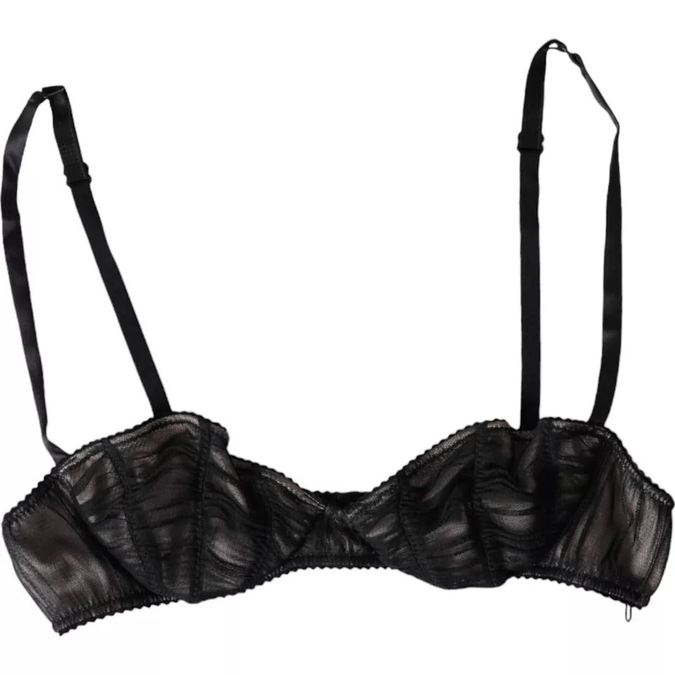 Dolce & Gabbana Schwarzer Seidenstretch Balconcino-BH für Damen