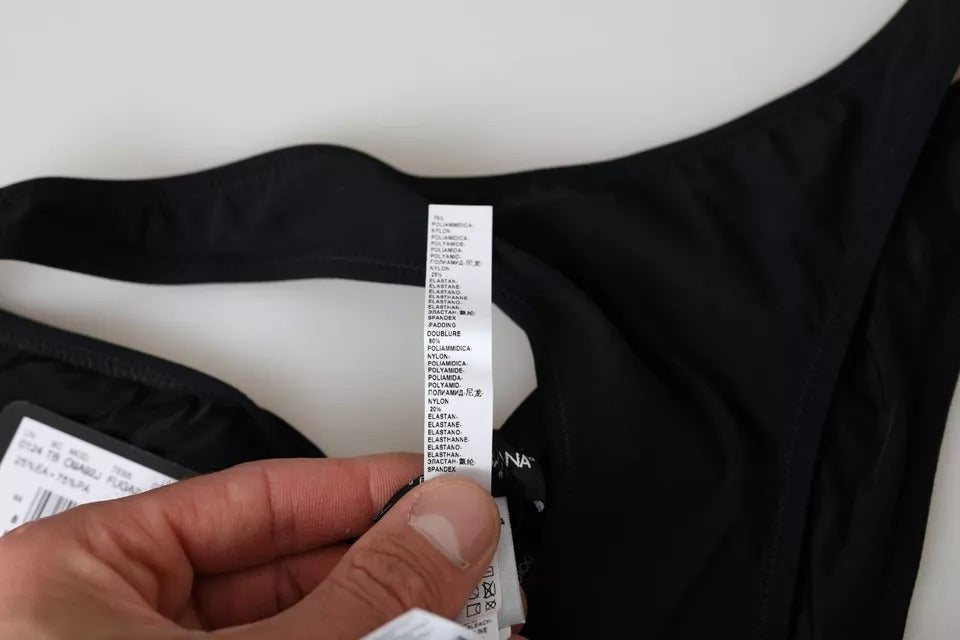 Dolce & Gabbana Schwarzer Nylon-Badeanzug, Strandmode, Bikinihose