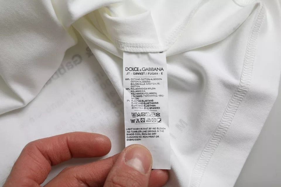 Dolce & Gabbana – Weißes Herren-T-Shirt aus Baumwolle mit rotem Lippen-Print