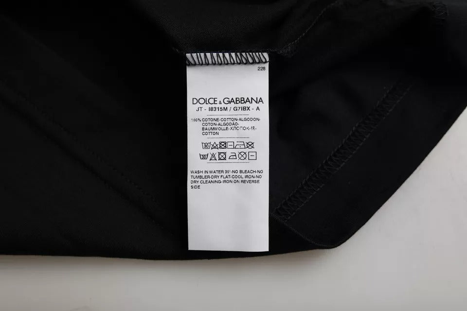 Dolce & Gabbana Schwarzes Herren-T-Shirt aus Baumwolle mit Rundhalsausschnitt und kurzen Ärmeln
