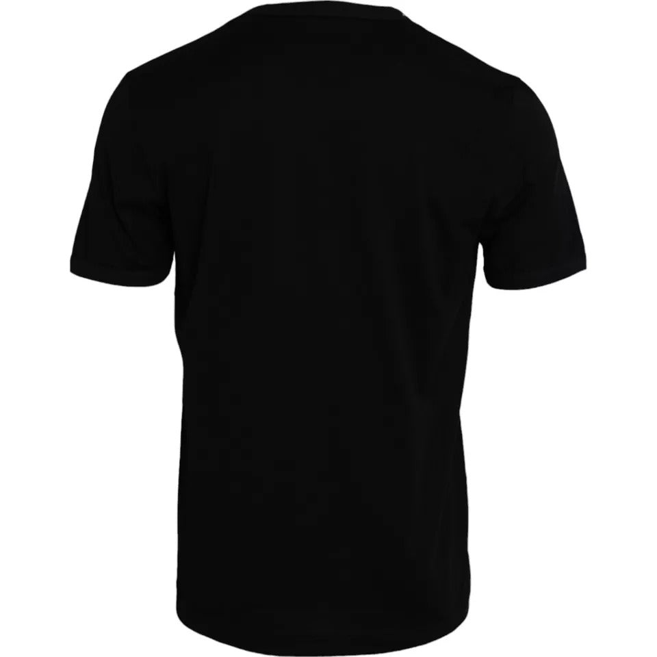 Dolce & Gabbana Schwarzes Herren-T-Shirt aus Baumwolle mit Rundhalsausschnitt und kurzen Ärmeln
