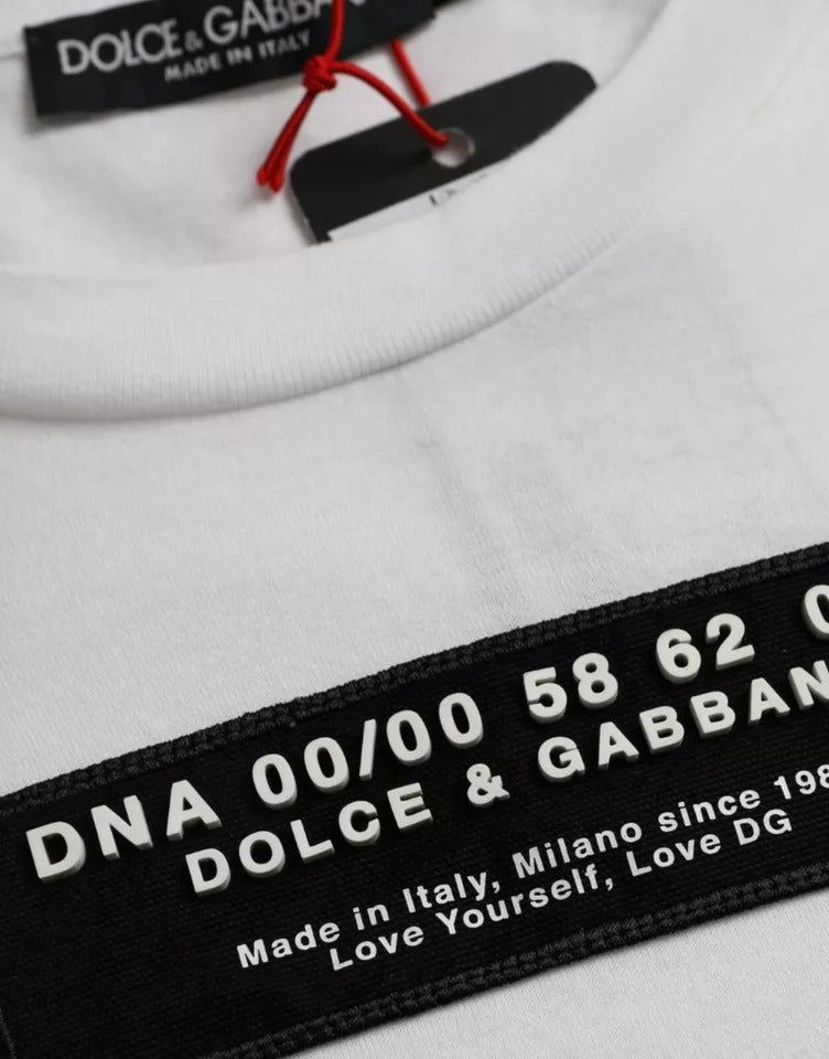 Dolce & Gabbana Weißes Baumwoll-DG-Applikation-T-Shirt für Herren