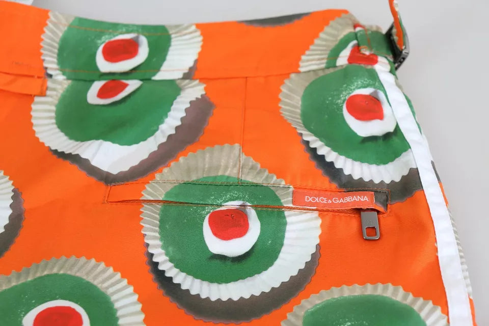 Dolce & Gabbana Orange Cupcake Beachwear Shorts Bademode