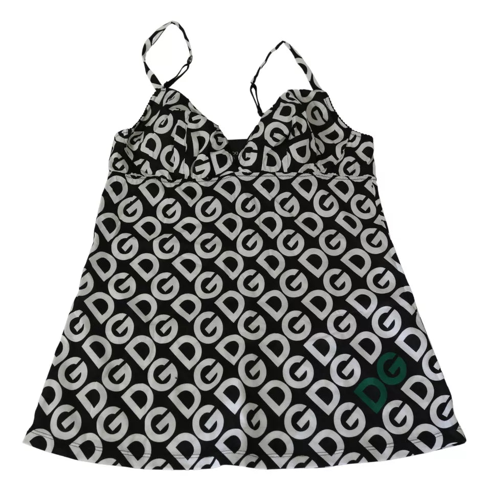 Dolce & Gabbana – Schwarze ärmellose Bademode mit DG Mania-Print