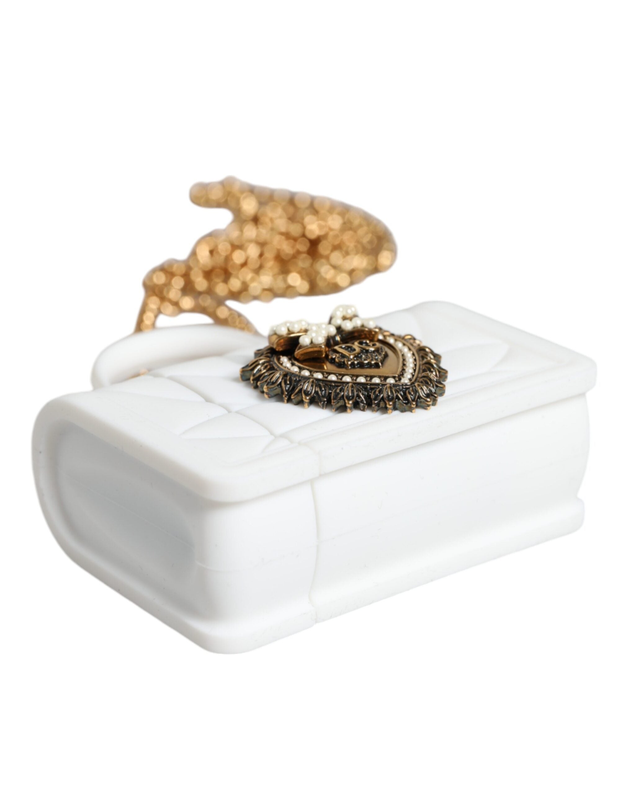 Husă Dolce & Gabbana Devotion Heart Cover din silicon alb pentru Airpods
