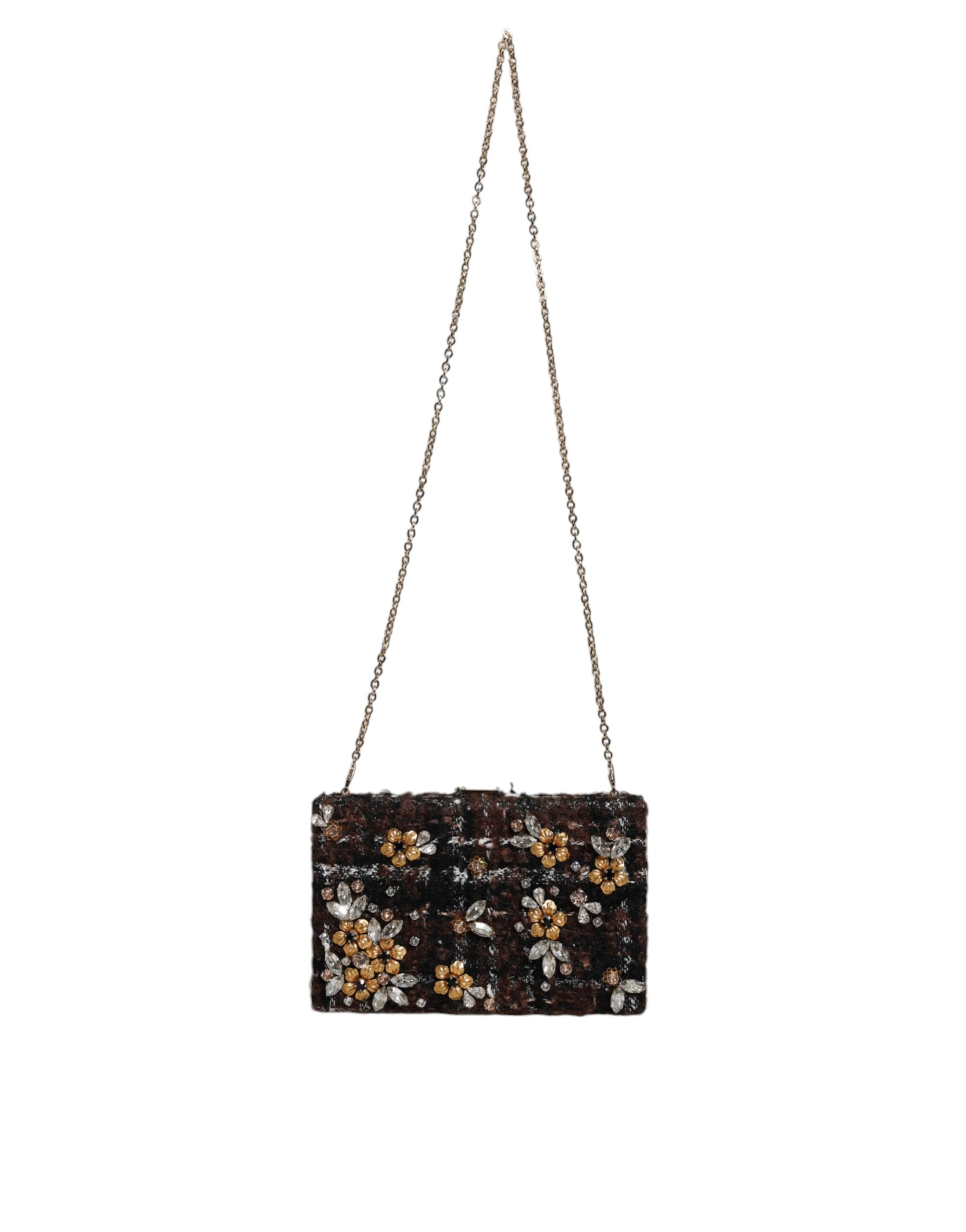 Dolce & Gabbana Mehrfarbige Tweed-Clutch mit Blumenmuster, Abend- und Partytasche, Umhängetasche