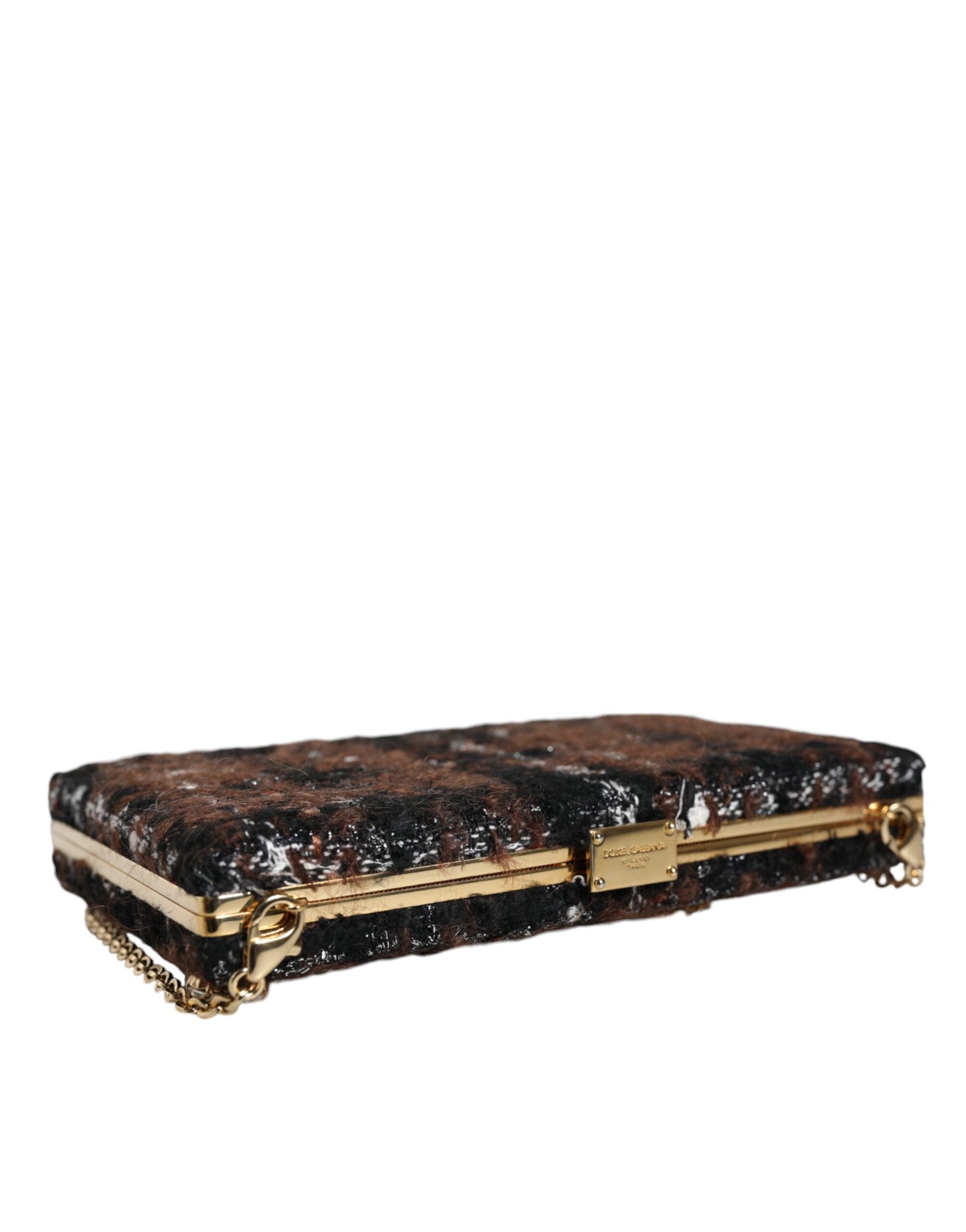 Dolce & Gabbana Mehrfarbige Tweed-Clutch mit Blumenmuster, Abend- und Partytasche, Umhängetasche