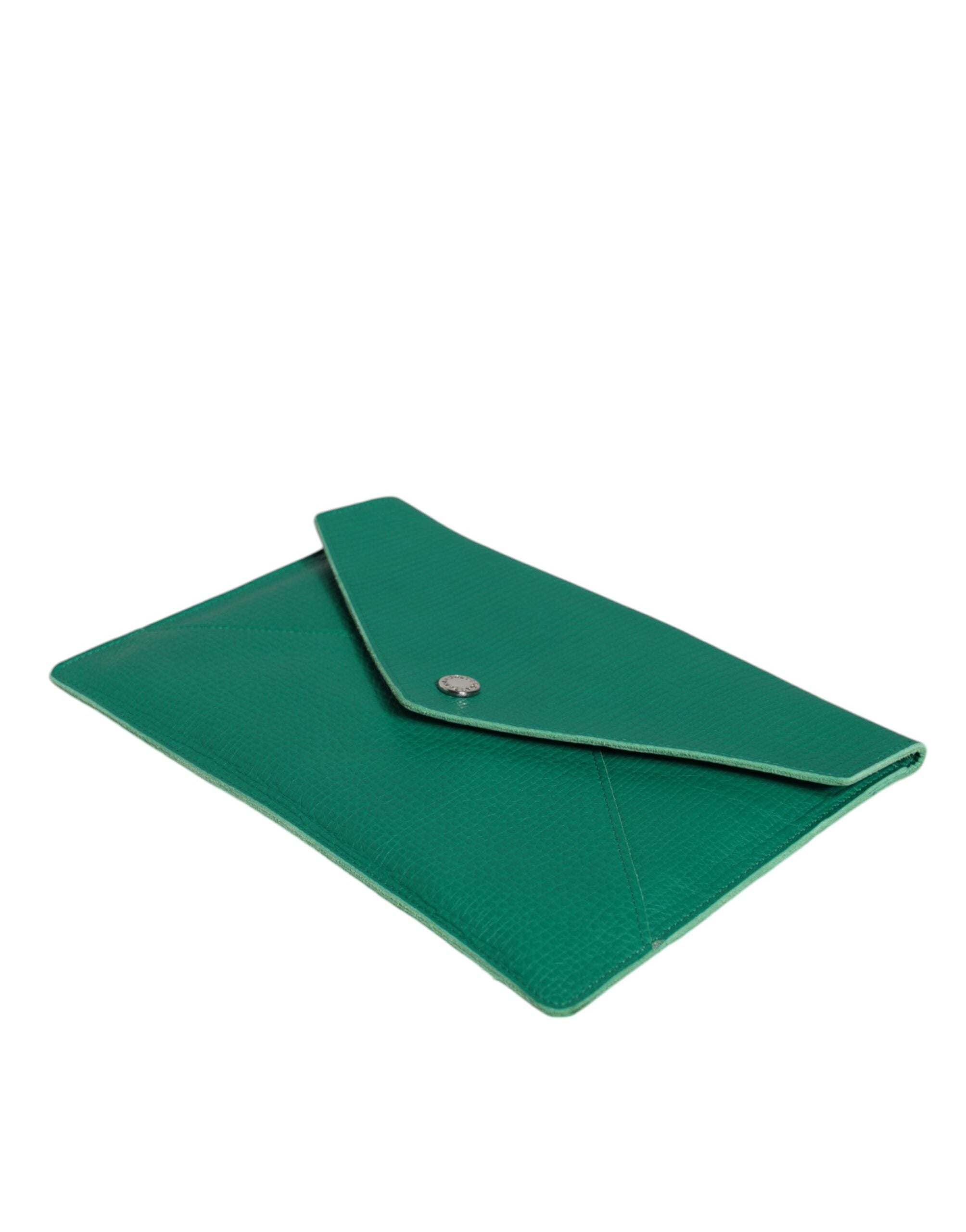 Dolce & Gabbana Geantă de mână din piele verde, tip clutch, mini-porter pentru tabletă